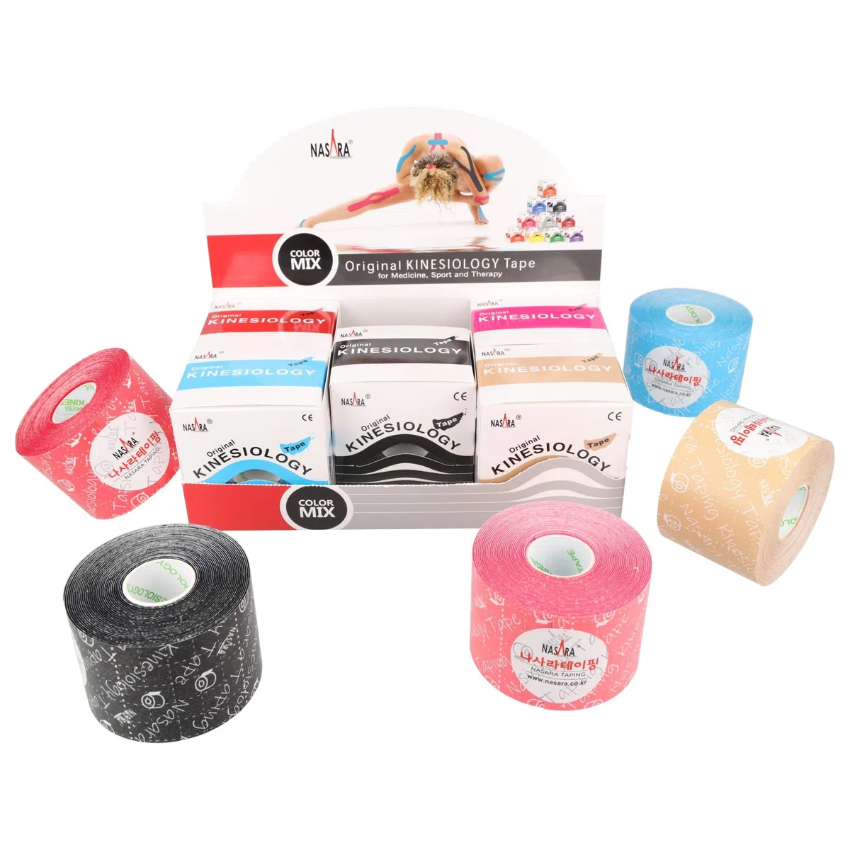 Nasara Original Kinesiology Tape, 5er Sparset | 5er Box mit 5 Tapes, Für Sport und Medizin, Gratis Videoanleitungen
