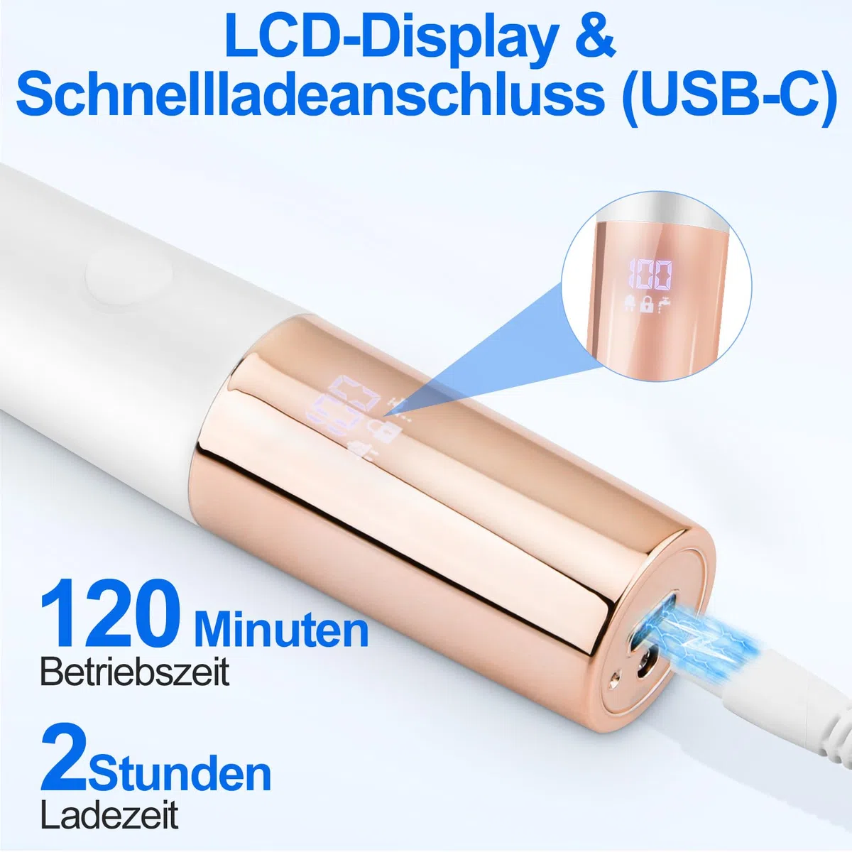 5-In-1 Bikini Trimmer, Kabellos Rasierer Damen, Elektrischer Intimrasierer für Frauen, IPX7 Wasserdichter & LCD-Display, Damenrasierer Intimbereich Elektrisch für Gesicht Bikini Achseln Beine