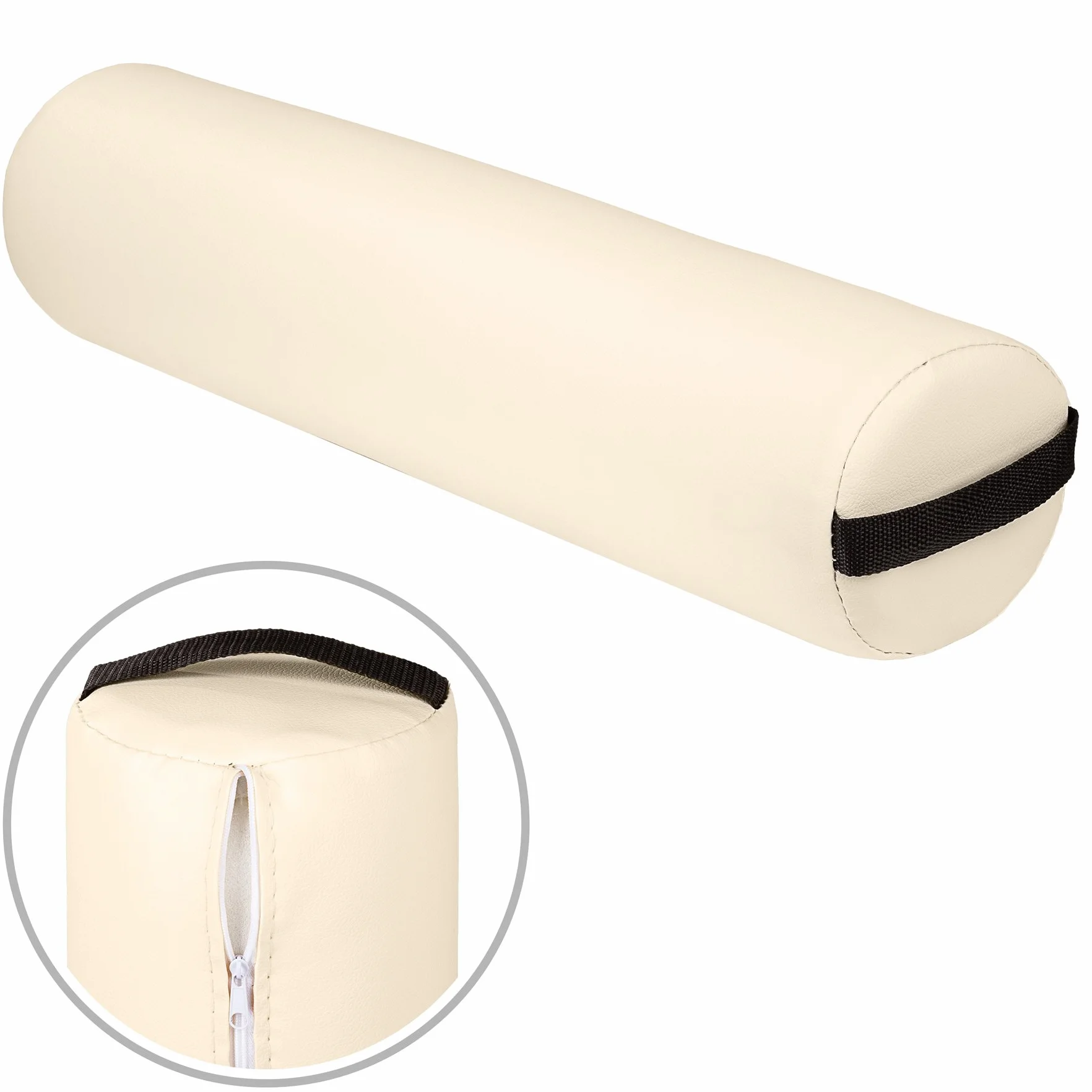 tectake Massage Liege Zubehör Hocker mit Lagerungsrolle Sitzhocker Halbrolle Vollrolle beige