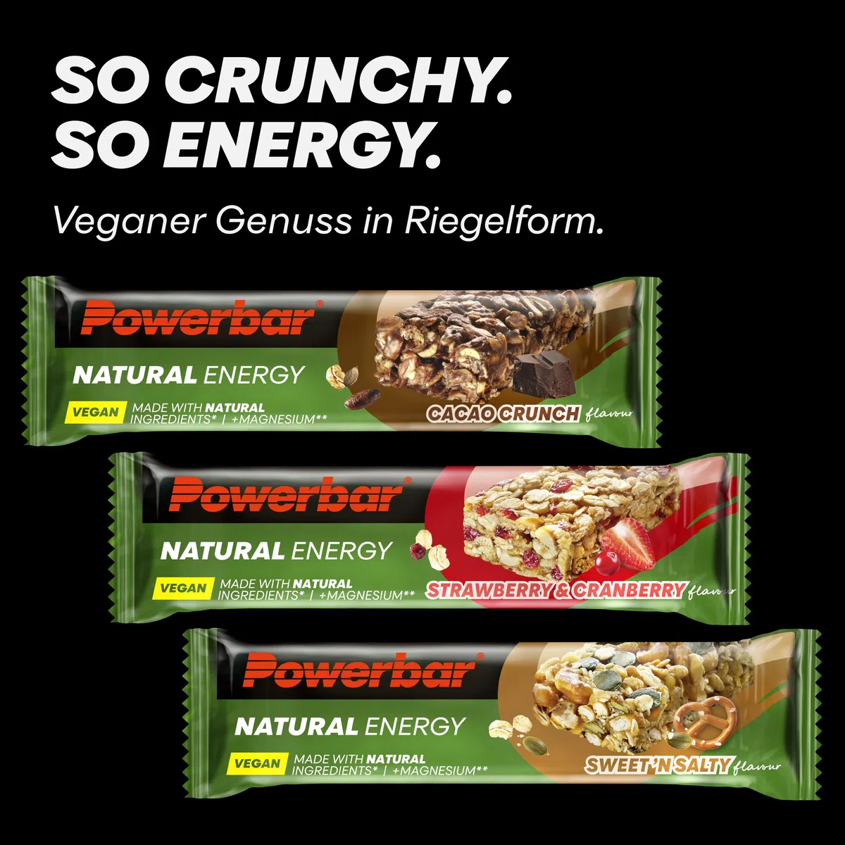 Powerbar - Natural Energy Cereal-Cacao Crunch - 18x40g - veganer Kohlenhydrat Energie Riegel - Magnesium - palmölfrei