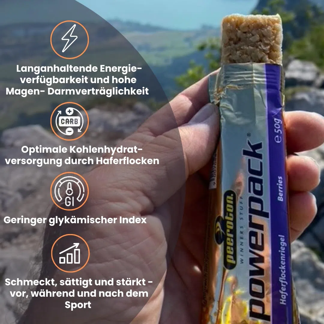Peeroton Powerpack Riegel Banana Bread - Energieriegel ohne Zucker - Protein Snack Mahlzeitenersatz mit langanhaltender Energieverfügbarkeit - der Haferriegel, der sättigt und stärkt - 18 x 50 g