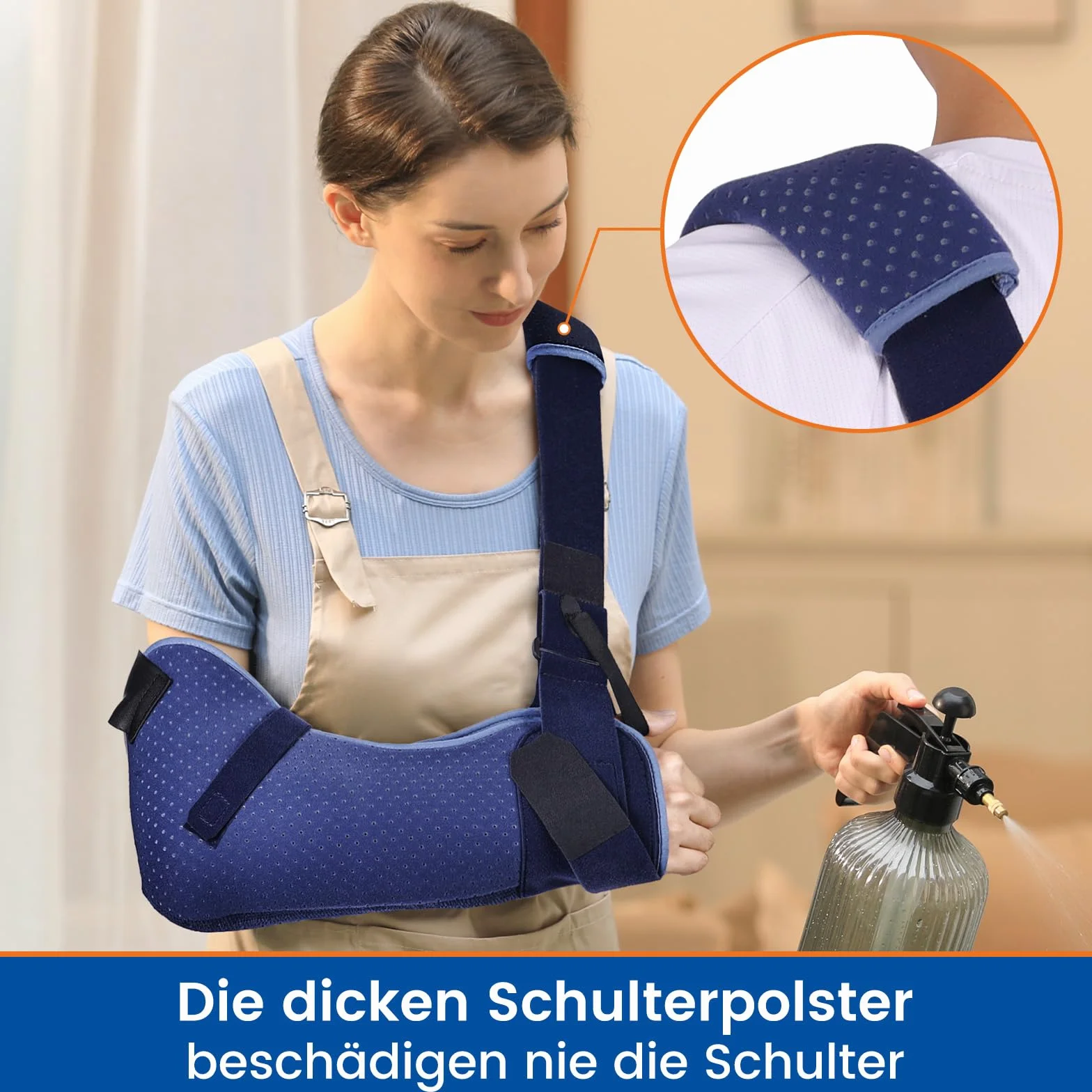 Armschlinge Schulter, Schulterstütze mit Taillengurt für Männer und Frauen, Arm Schlinge für Rotatorenmanschettenriss, Hand, Handgelenk, Ellenbogen nach der Operation(Links,M,73-104CM)
