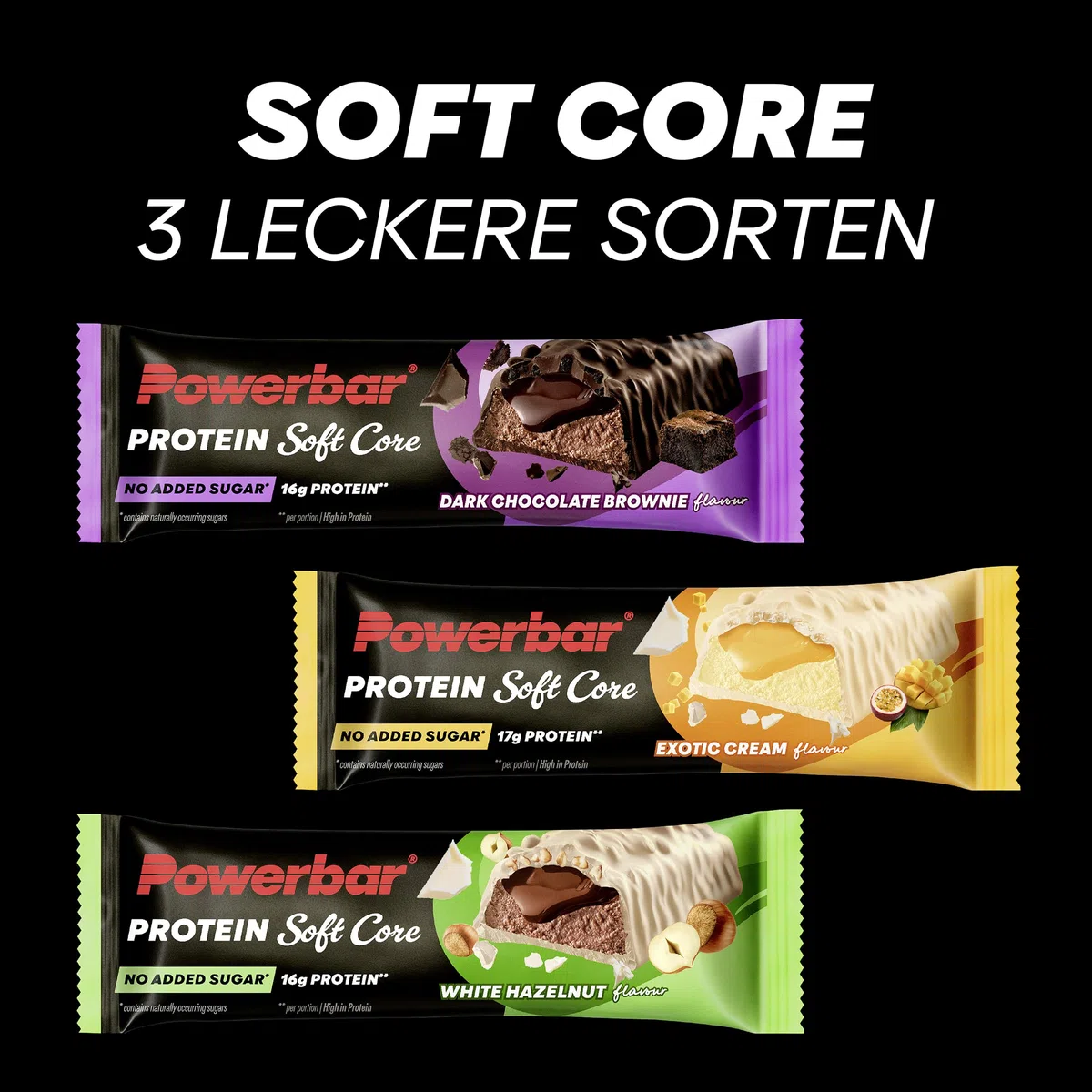 Powerbar Protein Riegel - Soft Core - Exotic Cream - 12x48g - High Protein Low Sugar Protein Bars