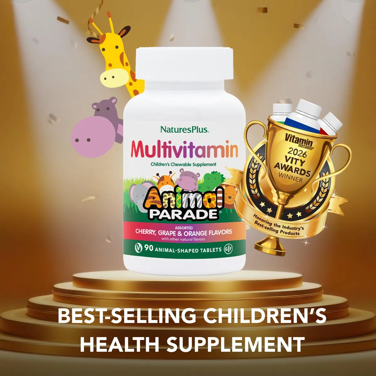 Nature's Plus Source of Life® Animal Parade® Multivitamin gemischter Geschmack 90 Kautabletten