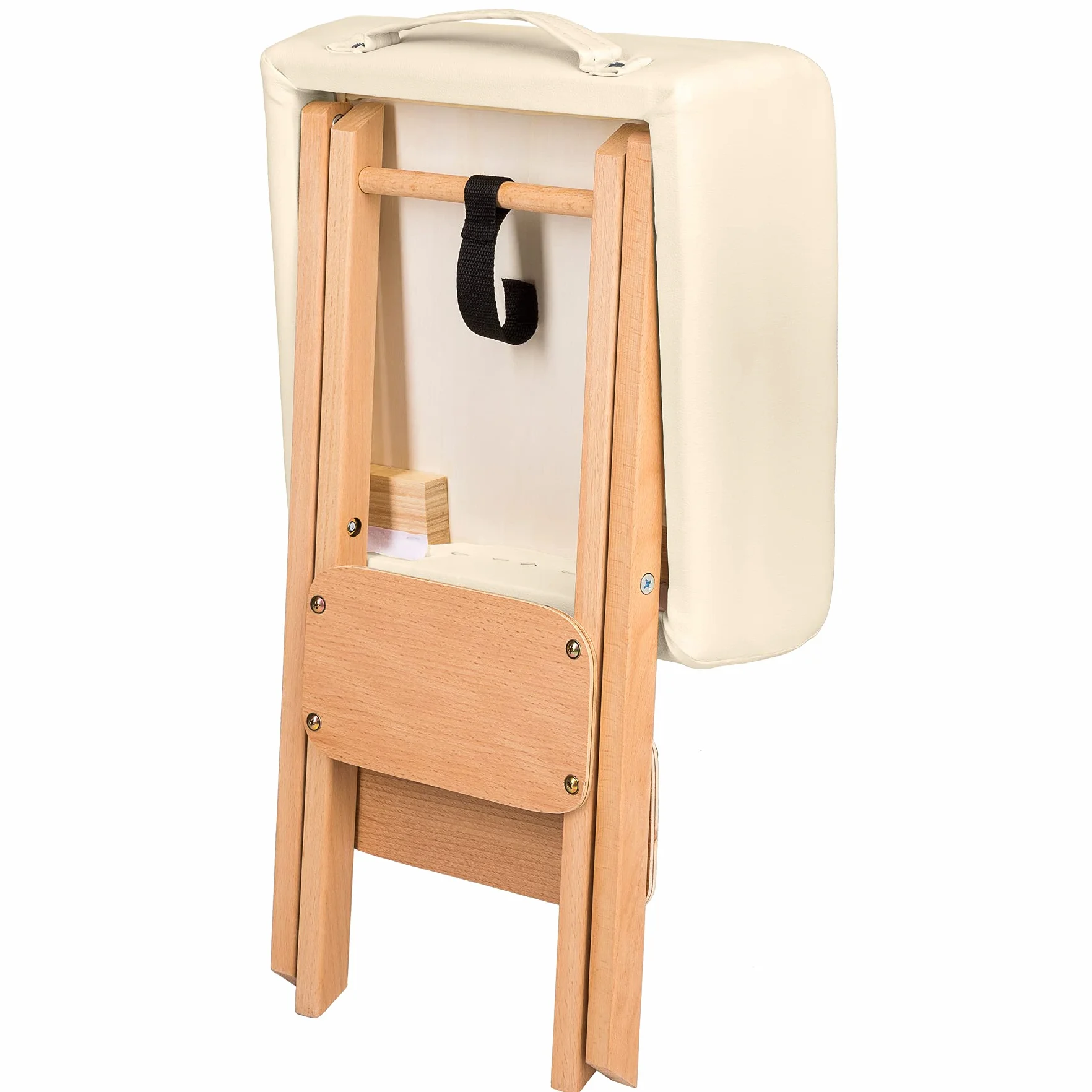 tectake Massage Liege Zubehör Hocker mit Lagerungsrolle Sitzhocker Halbrolle Vollrolle beige