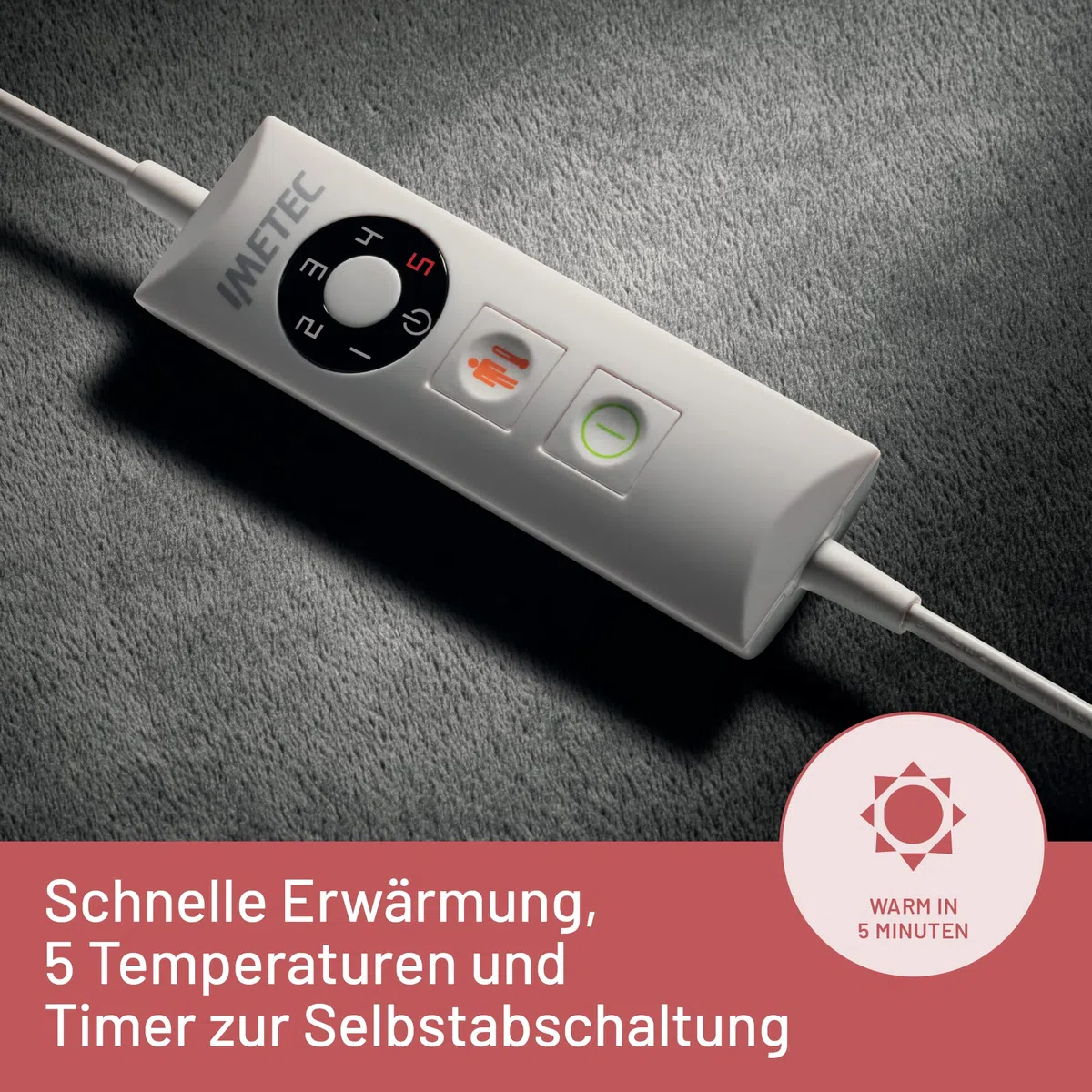 Imetec Intellisense Cervical-Heizkissen für Hals und Schultern, Wärmekissen 47 x 52 cm, antiallergischer Stoff, 5 Temperaturen, Electro-Block-Sicherheitssystem, schnelles Erhitzen, maschinenwaschbar