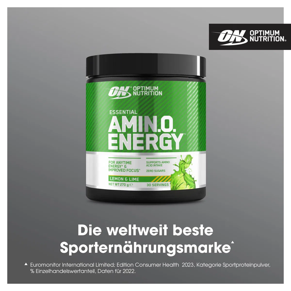 Optimum Nutrition Amino Energy Pre Workout Powder, Energy Drink mit Aminosäuren, BCAA, L-Glutamin und L-Leucin, Vitamin C und Koffein, Zitronen-Limetten-Geschmack, 30 Portionen, 270 g