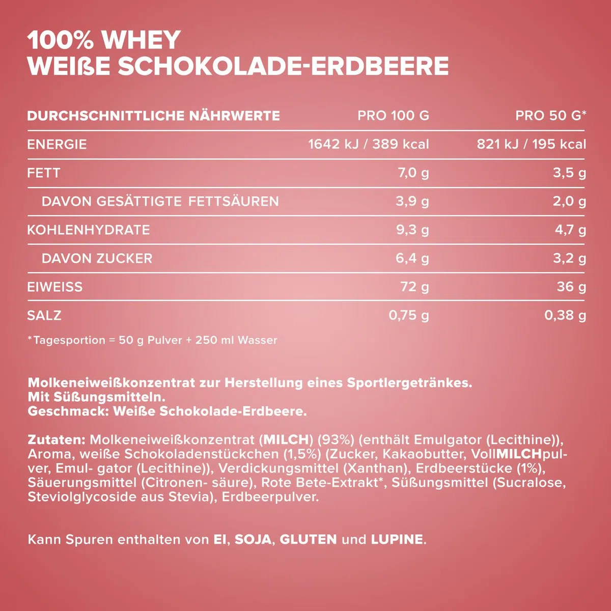 IronMaxx 100% Whey Protein Pulver 900g - Strawberry White Chocolate | Cremiger Eiweißshake mit BCAAs & EAAs | High Protein, Low Carb & zuckerarm | Ideal für Muskelaufbau & Fitness