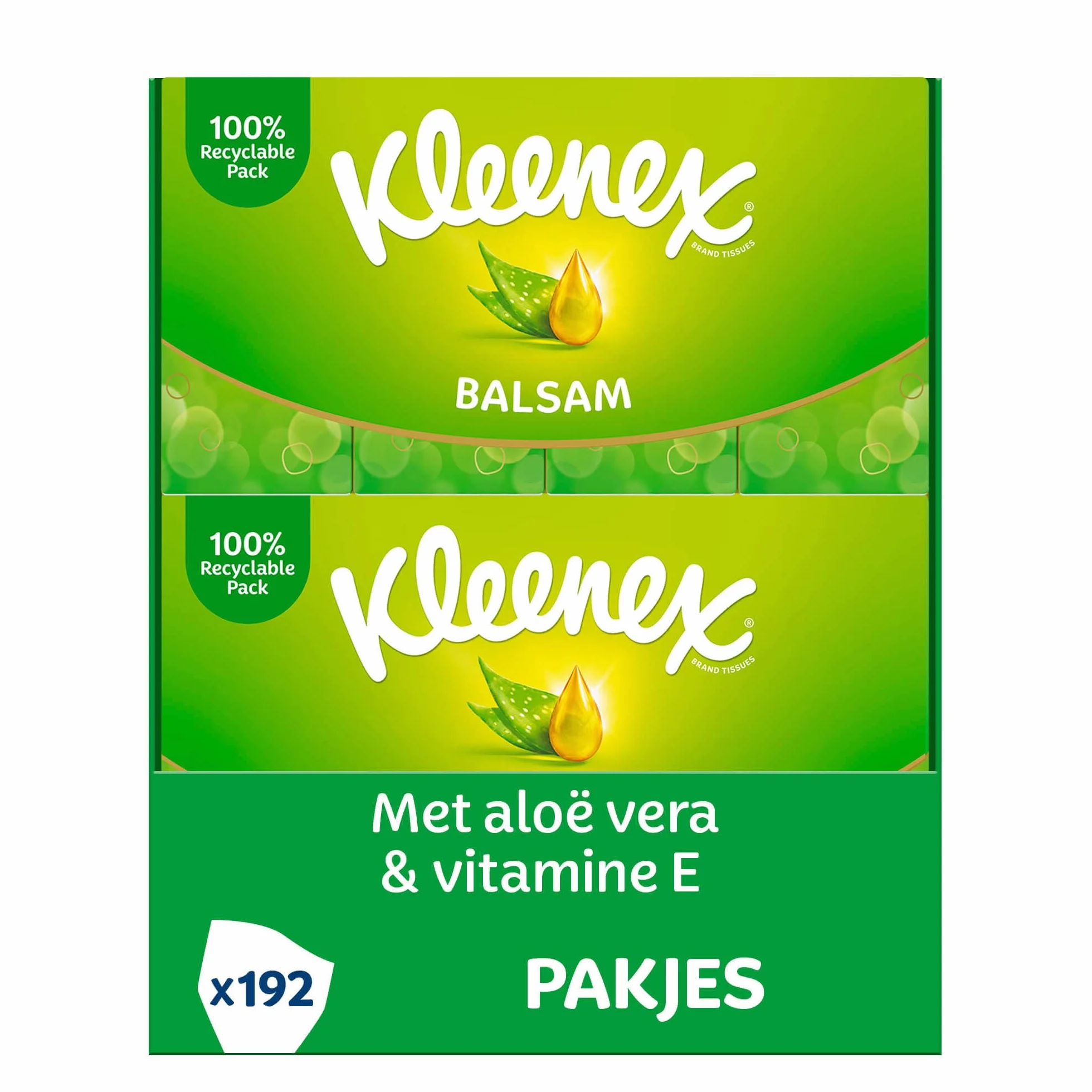 Kleenex Balsam Taschentücher, 4-lagig, Ideal bei Erkältungen und Allergien, 16 x 12 Packungen à 9 Tücher, Vorratspackung