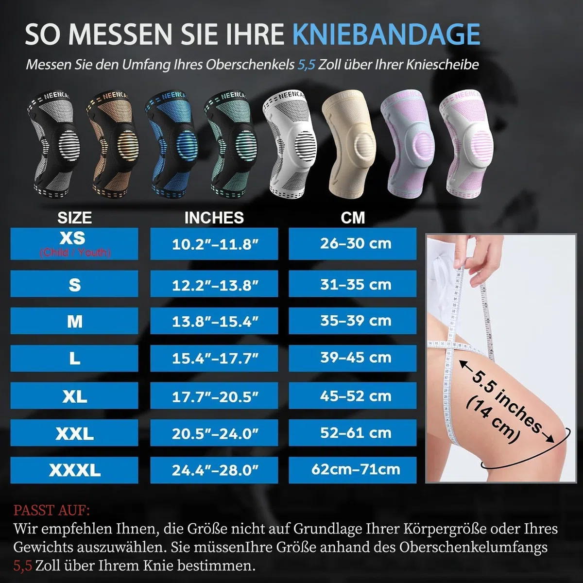 NEENCA Kniestütze, Komprimierte Kniebandage mit Patella Gel Pads & Feder Seitenstabilisatoren, Medizinischer Knieschützer für Laufen, Meniskusriss, Arthritis, Gelenkschmerzlinderung, ACL, Erholung