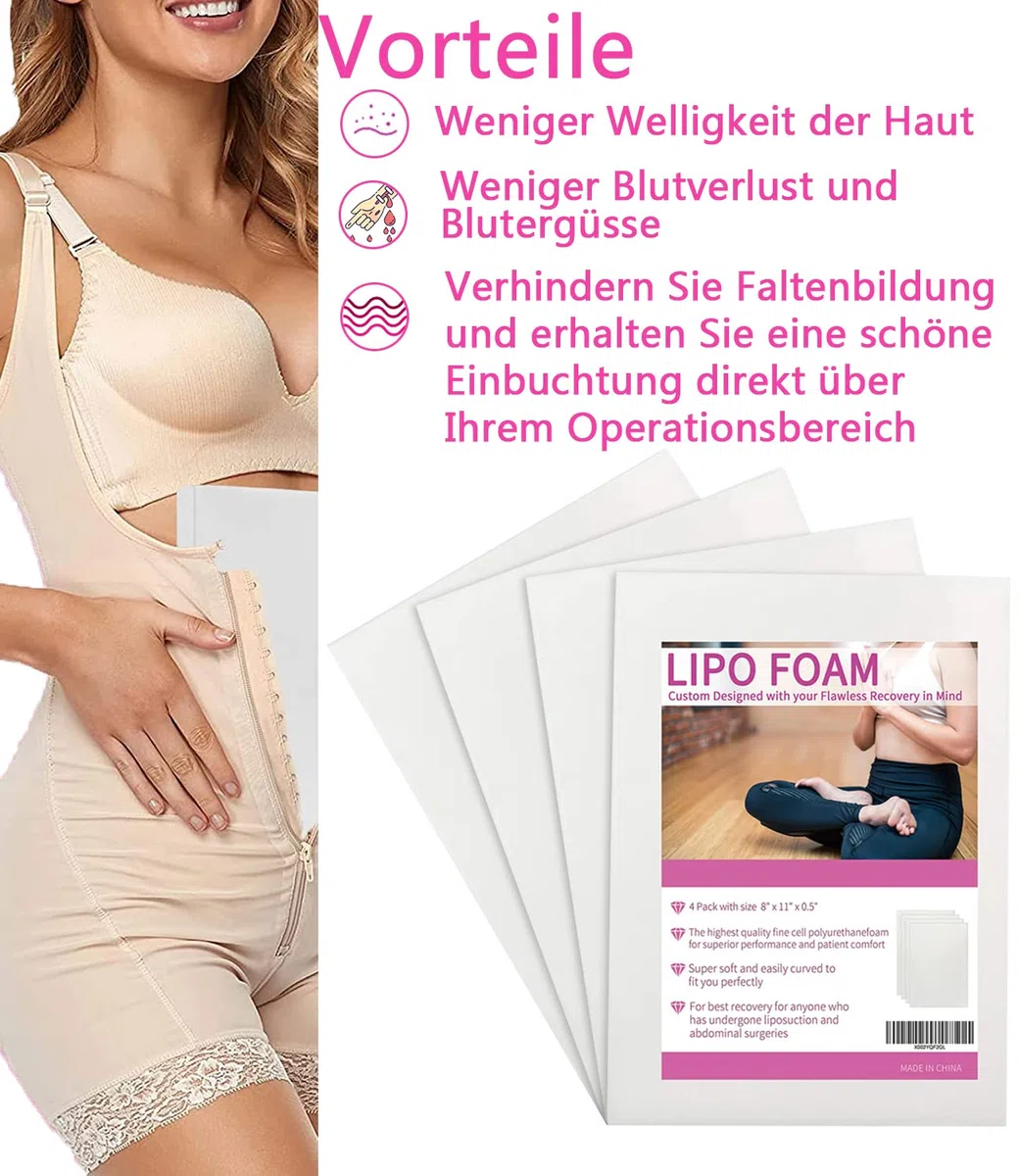 4 Päckchen Lipo-Schaumstoff-Pads Ab Board nach Operationen 20 x 28 x 1,3 cm Fettabsaugung Chirurgie Foam Sheet Hilfe bei postoperativer Fettabsaugung, Bauchdeckenstraffung