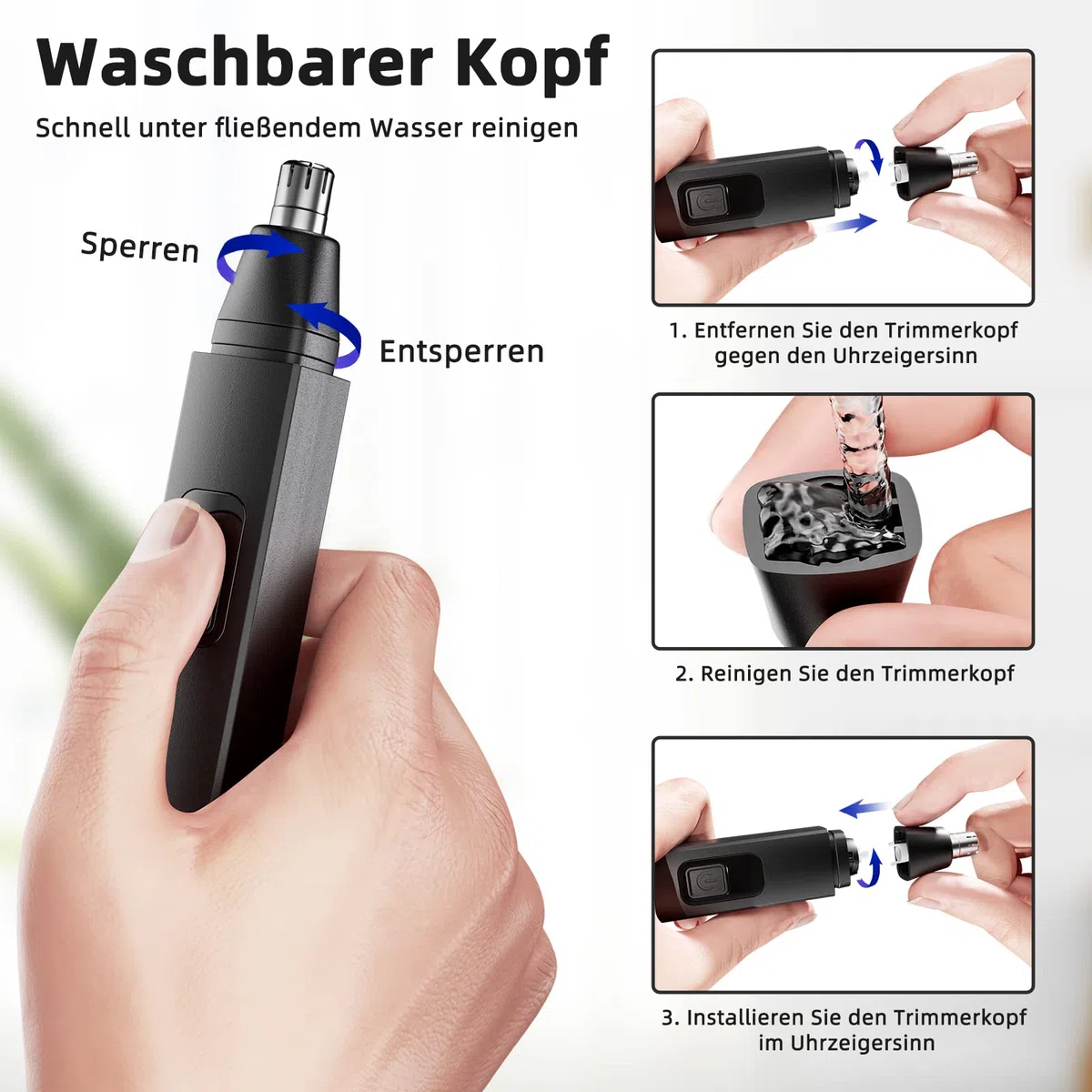 Nasenhaartrimmer, wiederaufladbare Augenbrauen Haarentferner Elektrischer Rasierer für Frauen