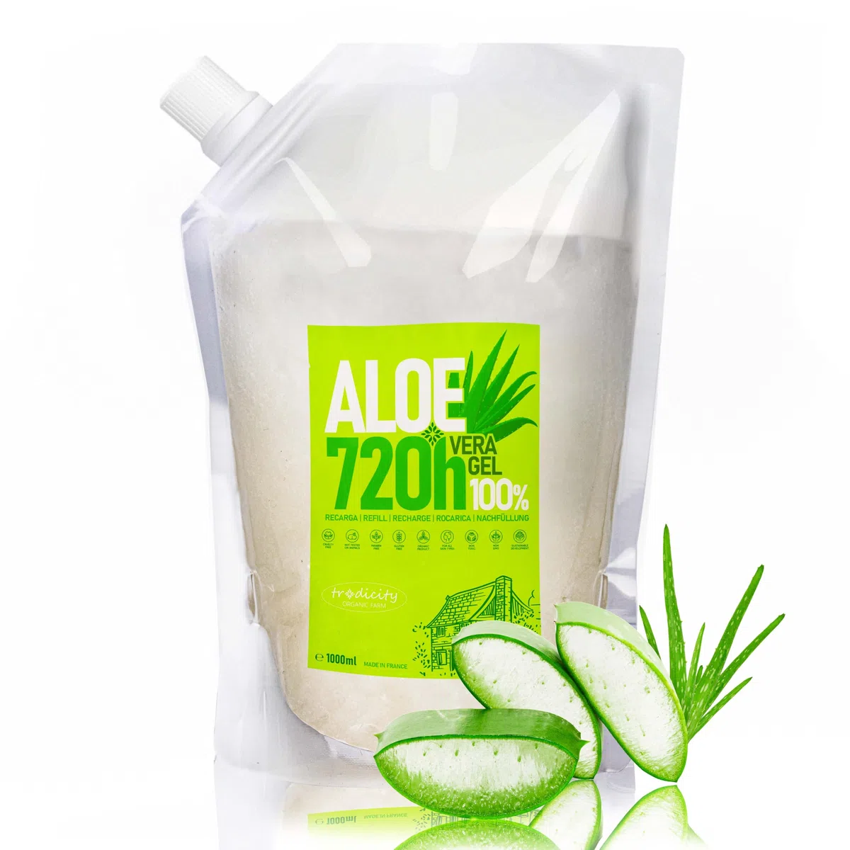 Gel de Aloe Vera für Haut- und Haarpflege: Körper Lotion, After Sun, After Shave, Bart Balsam, Haar Gel, Enthaarung und Rasur, Gesichtspflege Gel - 1000 ml 1 L