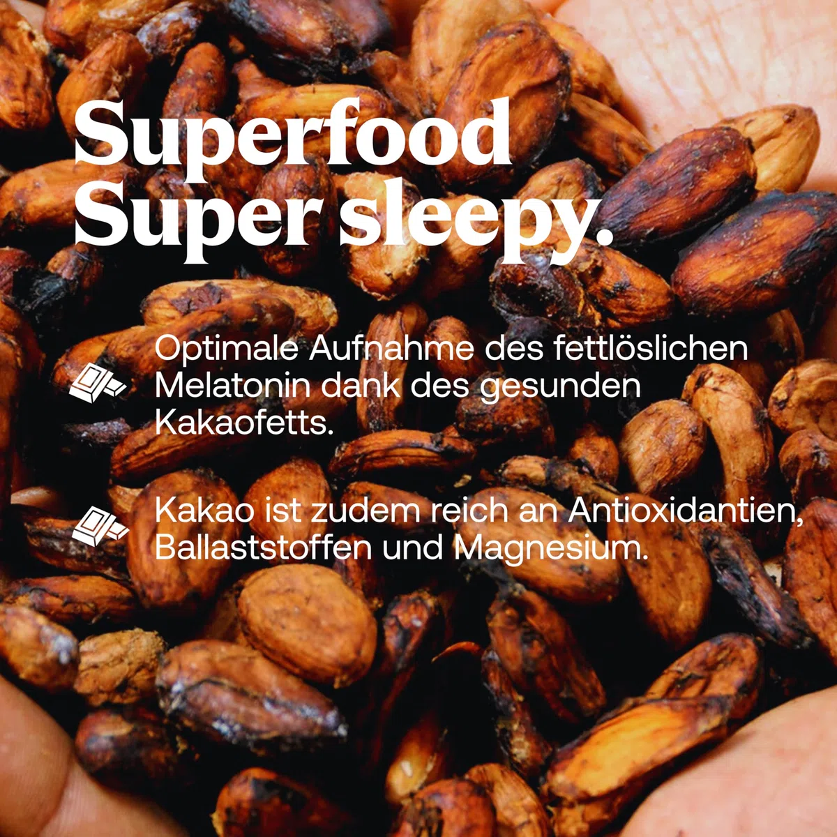 Sleep Chocolate - Melatonin, Baldrian, Vitamin B6 - verkürzte Einschlafzeit, Entspannung, Beruhigungsmittel, Einschlafhilfe - Zuckerfrei - Vegan - 60 Stück - Made in Germany - Clever Chocolate