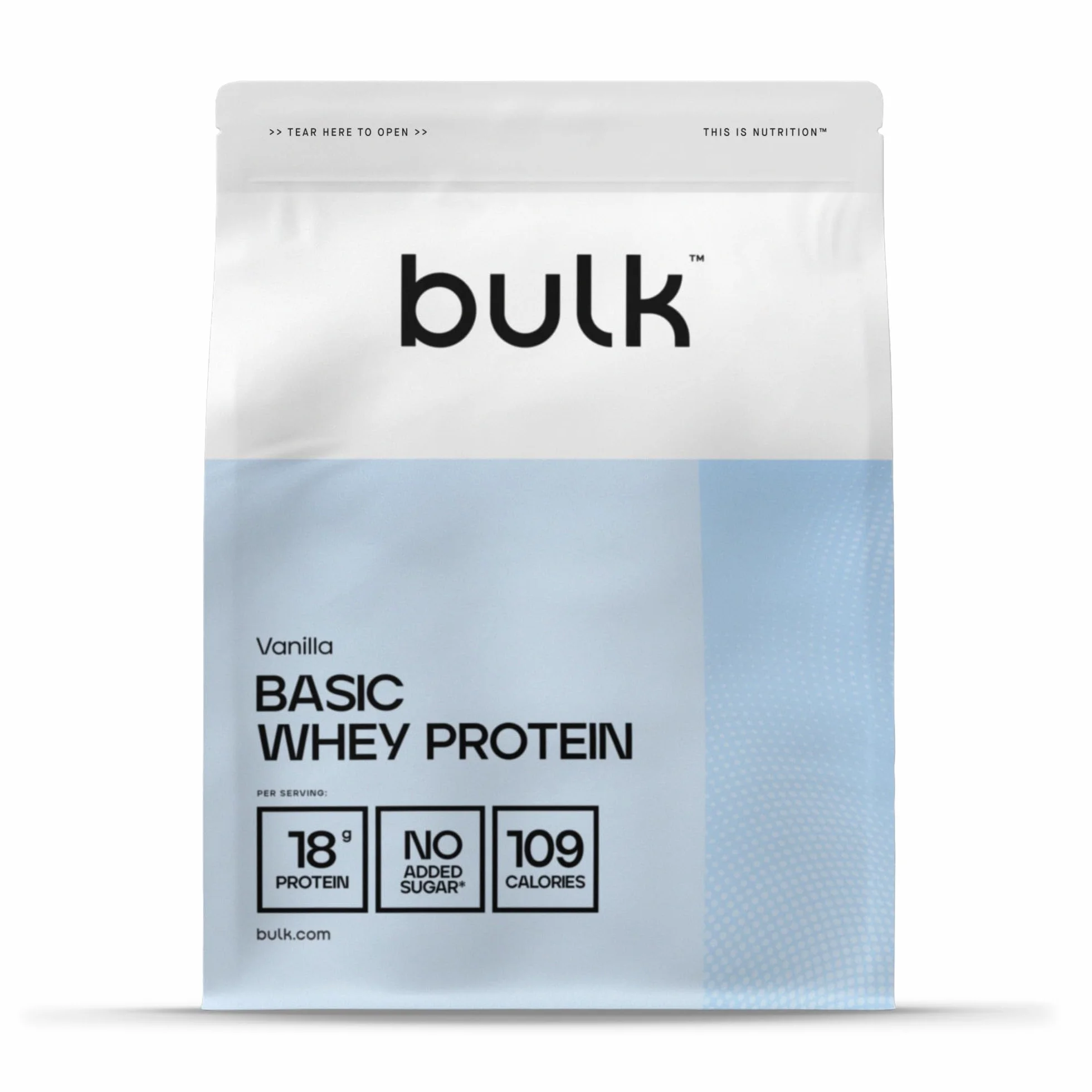 Bulk Basic Whey Protein Pulver | Vanille | 1,25 kg | 41 Portionen | Bis zu 18 g Eiweiß Portion | Zuckerarm | Schnell verdauliche Formel | Fitnessstudio Supplement Unterstützt Muskelaufbau Regeneration