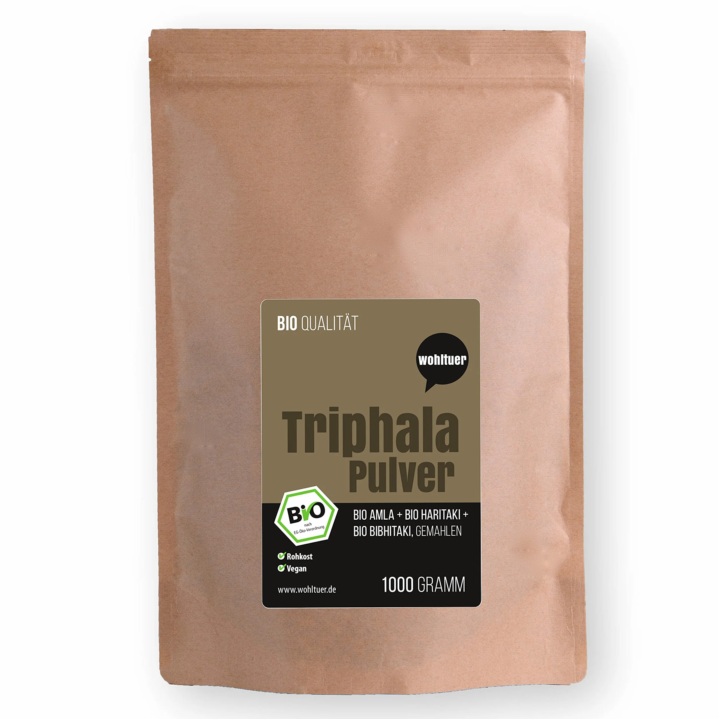 Bio Triphala Pulver 1000g - Enthält Bio Amla, Bio Haritaki und Bio Bibhitaki gemahlen - Ayurvedisch