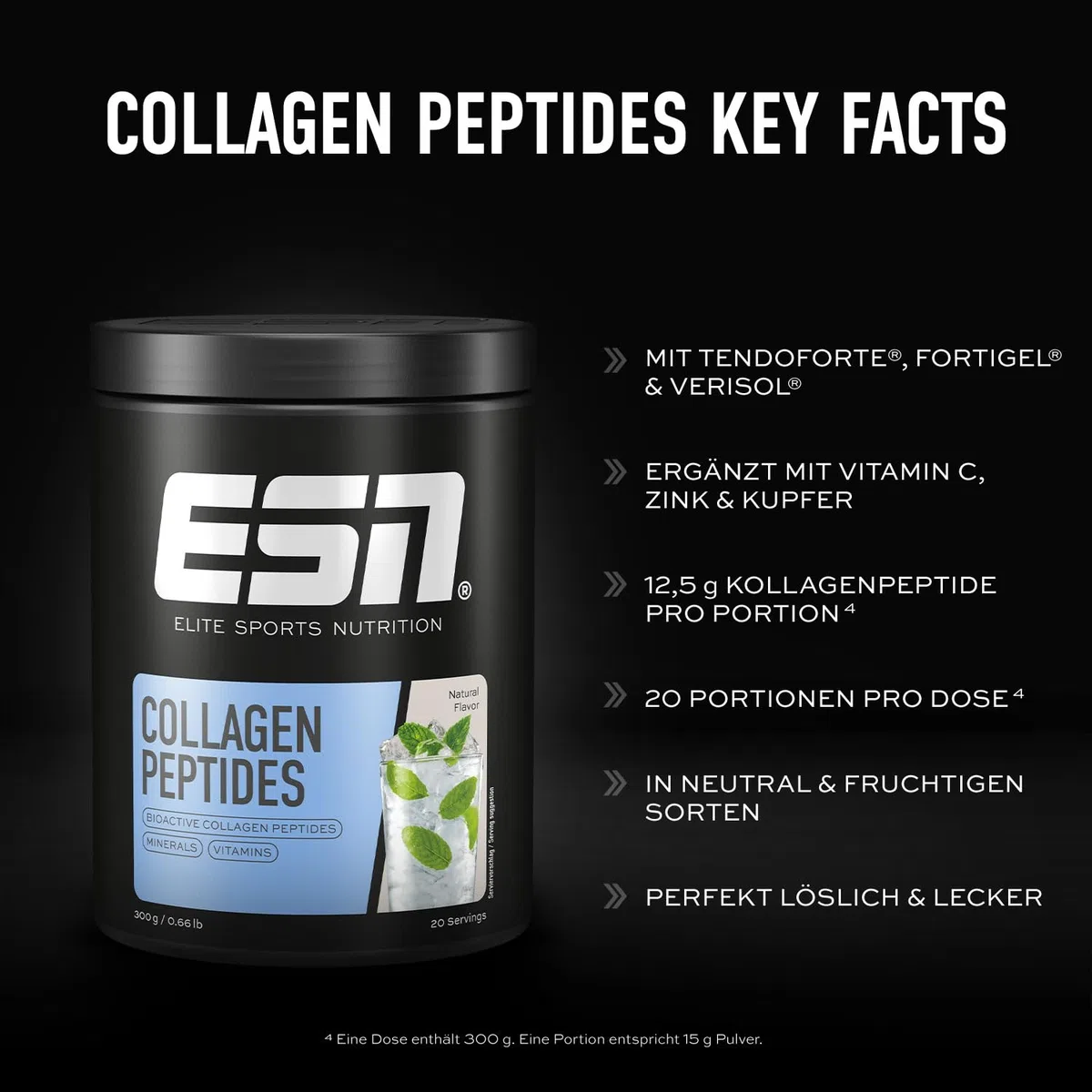 ESN Collagen Peptides, Natural, 300 g - made in Germany