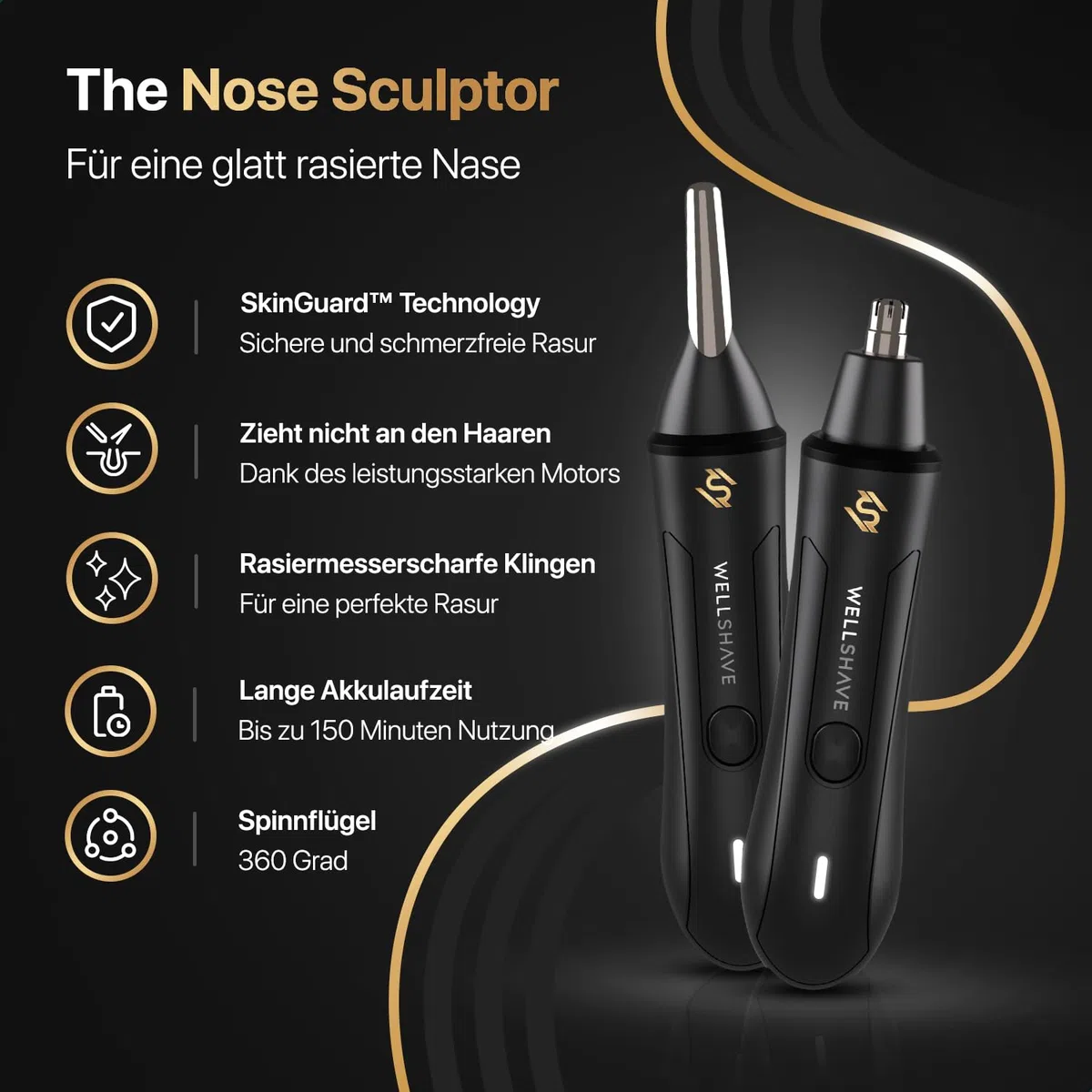 2 in 1 Nasenhaartrimmer - Augenbrauen- und Ohrhaartrimmer - Nasenhaarschneider - Nasenhaarentferner - Nasentrimmer - Ohrhaarentferner - Nasenrasierer