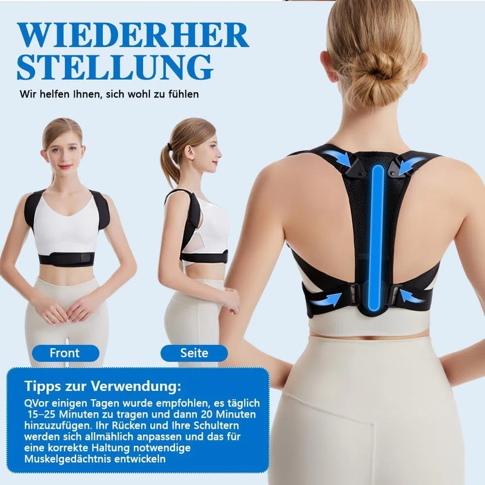 Rücken Geradehalter,Verstellbarer Rückenstützgürtel für Haltungskorrektur Rücken Damen Herren,Komfortable Rückenstütze,zur Schmerzlinderung im Oberen & Unteren (Schwarz0923)