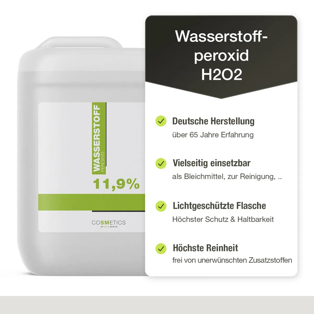 Wasserstoffperoxid 11,9% 5 Liter by COSMETICS55 | Hochprozentige H2O2 Wasserstoffperoxyd Lösung | Blondierung, Blondiermittel, Bleichmittel | Deutsche Herstellung (Familienunternehmen 3. Generation)