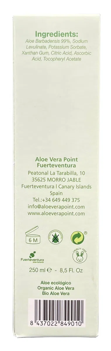 Aloe Vera Point Organic Aloe Vera Gel 99% 250ml kaltgepresst von Fuerteventura - 2 Einheiten