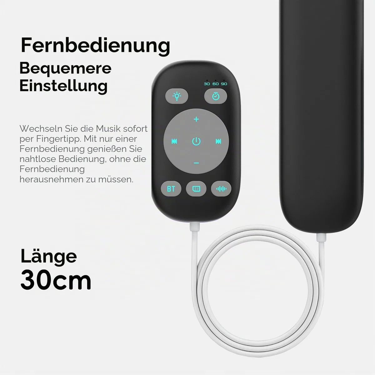 Bluetooth-Knochenschalllautsprecher mit Fernbedienung, 3 Modi, Weißes Rauschen für Unter das Kopfkissen, Verbessert den Schlaf, 3 Timer Einschlafhilfe für Erwachsene, Seitenschläfer, Büro-Nickerchen