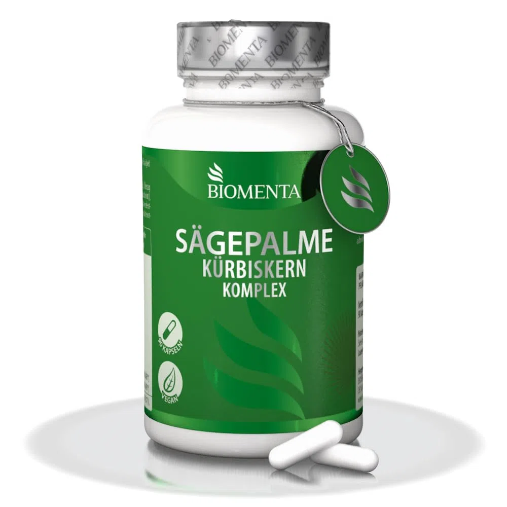 BIOMENTA Sägepalme Kürbiskern Komplex – 90 hochdosierte Kapseln - synergetischer Wirkstoffkompex + Cranberry, Tomate, Brennessel, Lutein, Zeaxanthin, Feigenkaktus + Zink & Selen