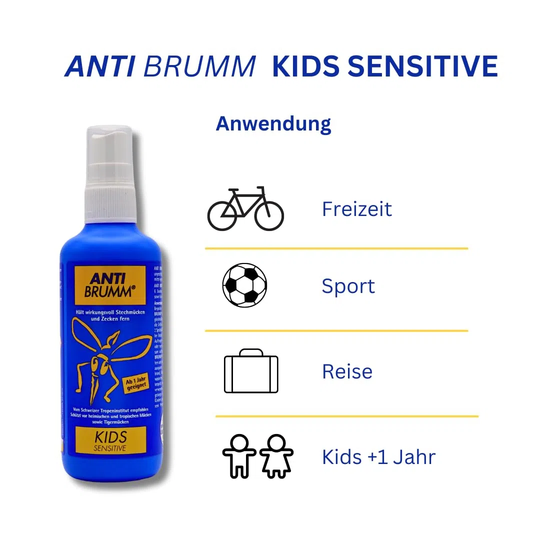 Anti Brumm Kids Sensitive 1x 75 ml I Schutz gegen Mücken und Zecken I Mückenspray I Für zu Hause, Reise, Tropen I Icaridin I Kinder ab 1 Jahr I empfindliche Haut I Spar-Set plus Pharma Perle give-away