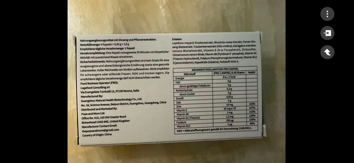 Kapseln mit Ginseng, Maca, Rhodiola, Astragalus, Traubenkernextrakt, Vitaminen & Zink 4 Kapseln – Nahrungsergänzungsmittel für aktive Männer | Praktische 4-Kapsel-Packung