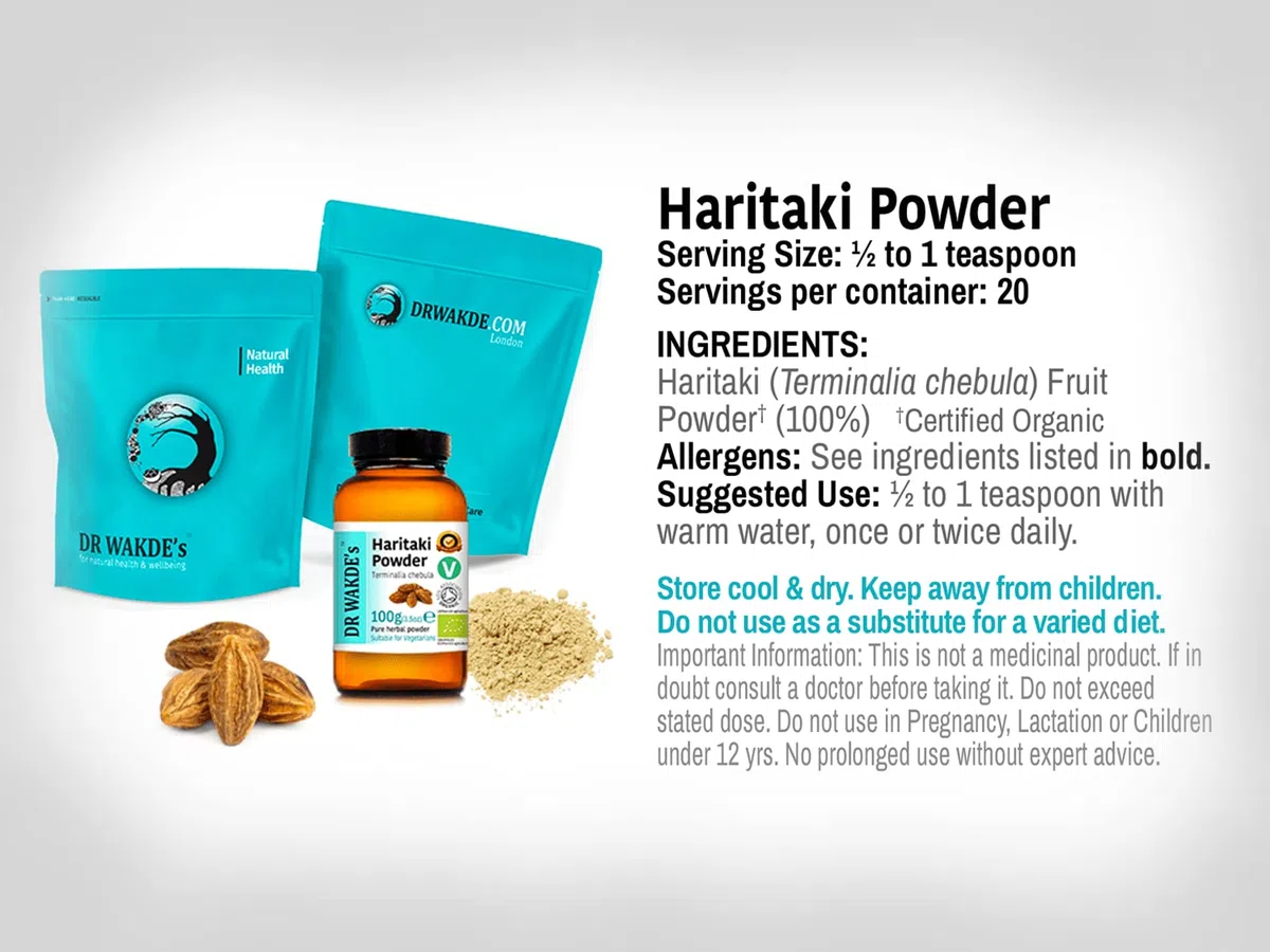 DR WAKDE'S Haritaki Pulver (Hirda | Terminalia chebula) - 500 g (1.1lb) | Rein, Raw & Getrocknetes Pulver | Ayurveda-Kräuter | Vegan | Nichts hinzugefügt, nichts entfernt | Am selben Tag Versand