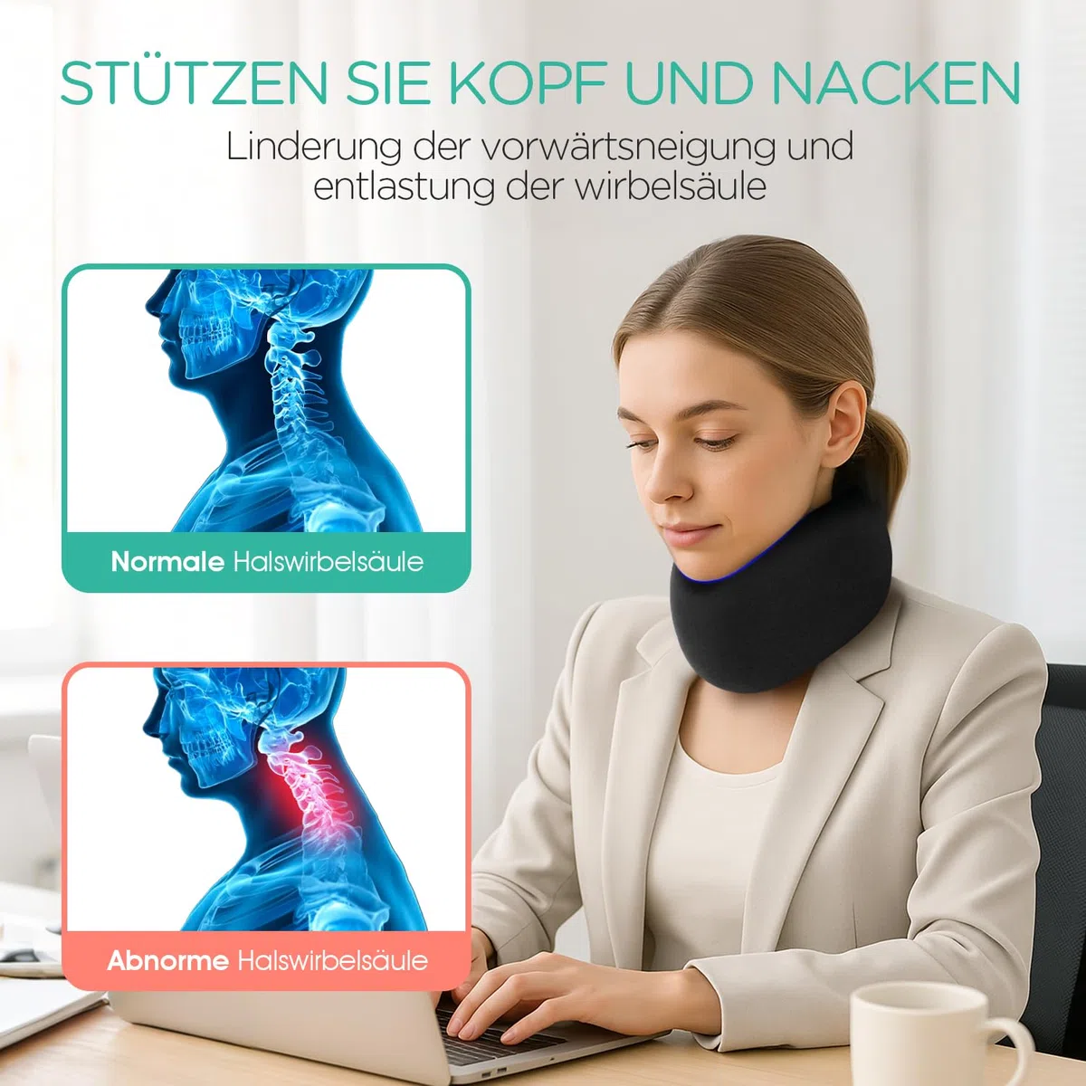 Nackenstütze, Verstellbare Nackenstrecker für Nackenschmerzen Unterstützung Halskrause aus Weichem Schaumstoff für Schlafen, um den Druck auf die Halswirbelsäul Männer und Frauen NB100