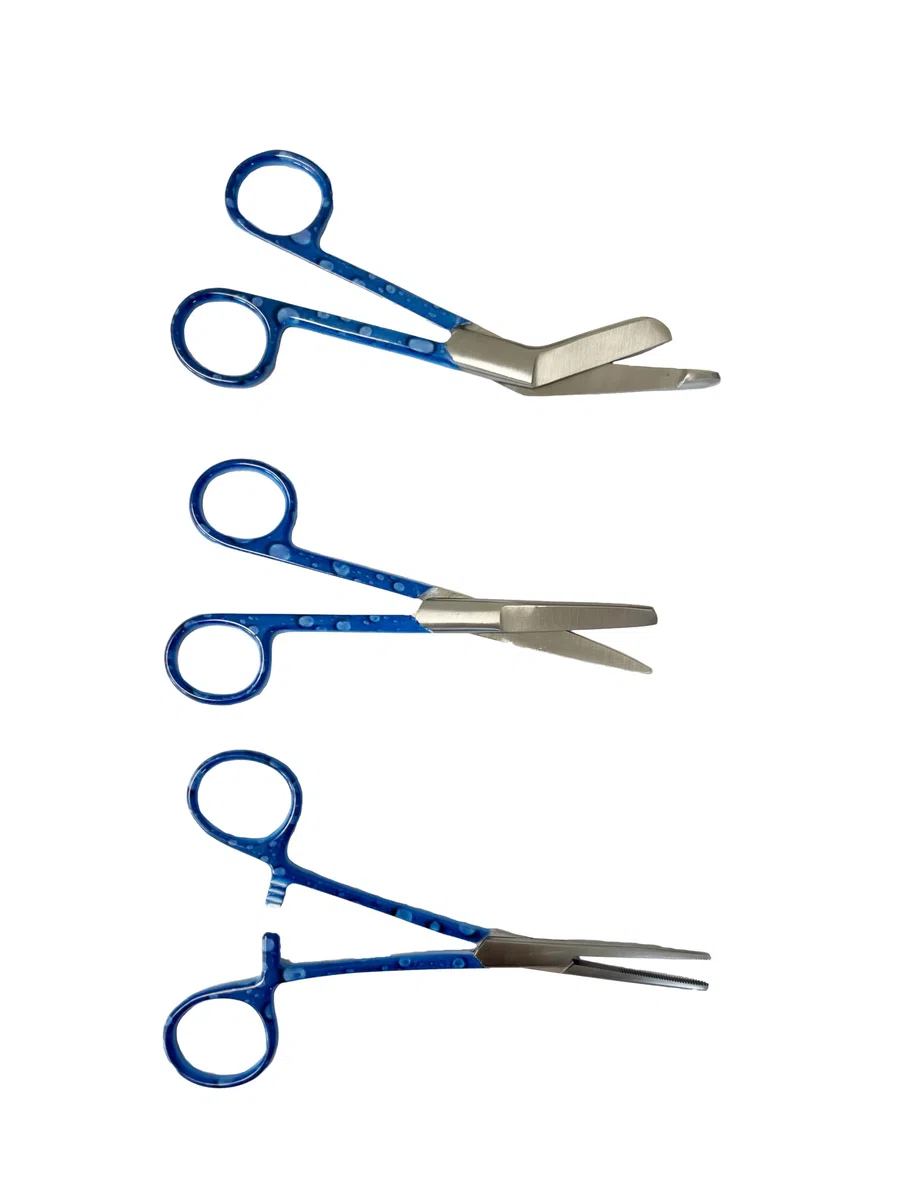 Krankenschwester scheren set MIT GRAVUR – Verbandschere – Scheren set – erste-hilfe-schere – pflegekraft geschenk – pflegeschere - bandagenschere - Geschenk Krankenschwestern (Blue Water)
