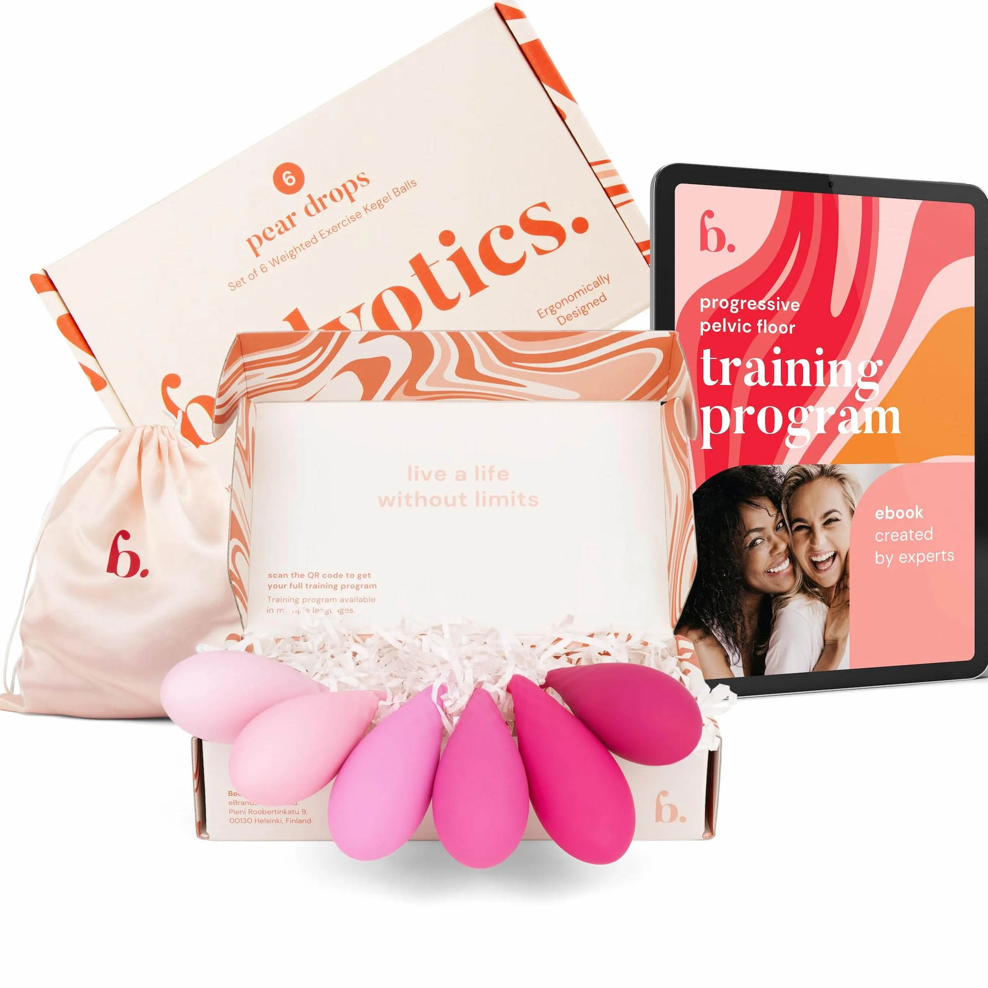 Bodyotics Beckenbodentrainer für Frau - Komplettes Kegel-Trainings-Set - 6-teiliges Set für Einsteigerinnen