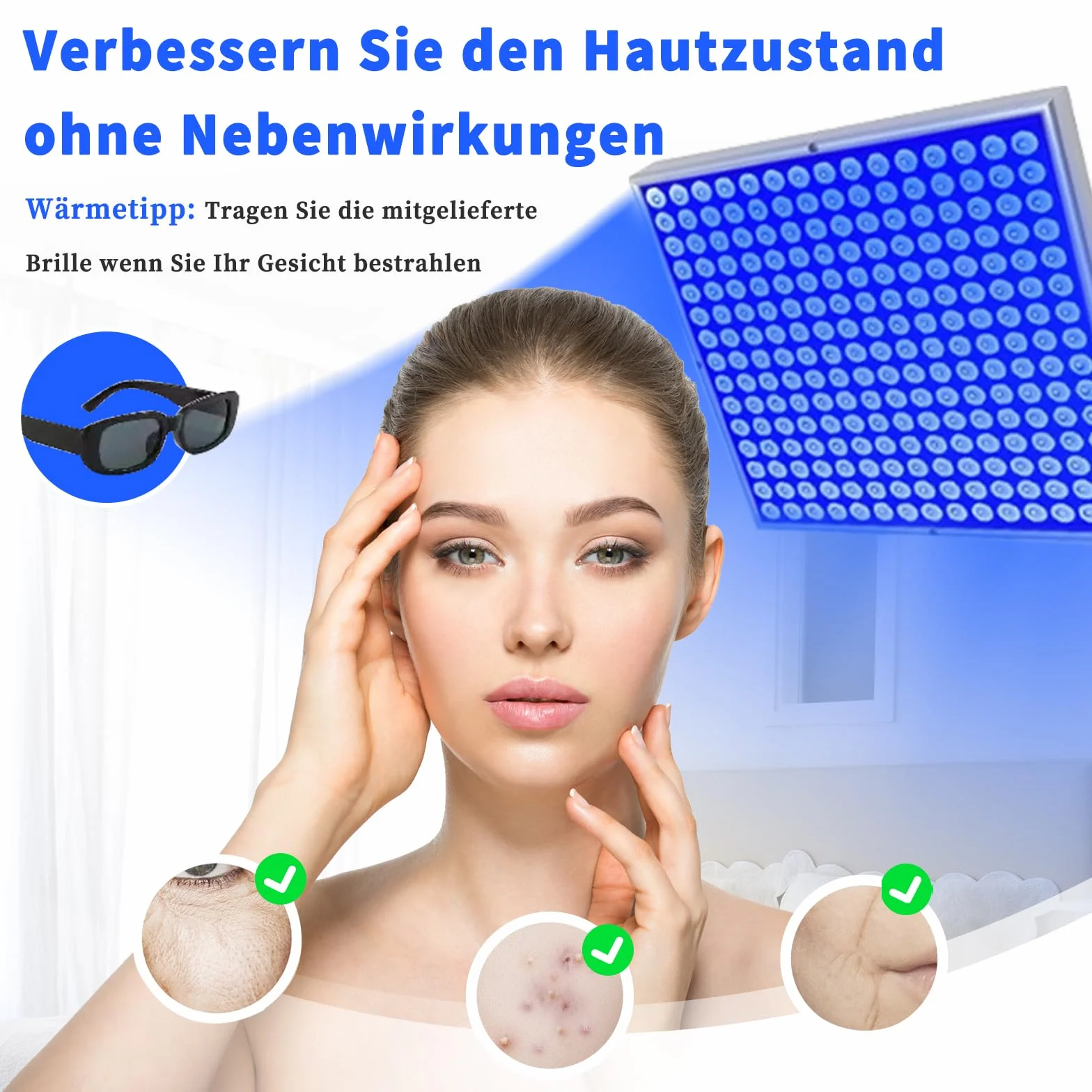 Solarium Für Zuhause,460NM Bräunungslampe mit 225 LEDs, Faltbares Seinstellbares Ständer Und Aufhängbare Haken Solarium für Zuhause Ganzkörper für Körper und Gesicht