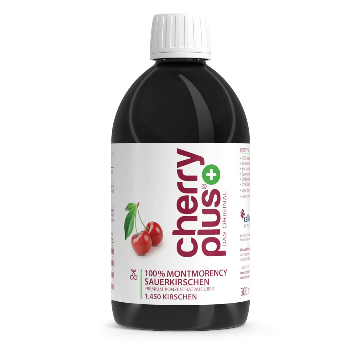 US-Montmorency-Sauerkirsch-Konzentrat – hochkonzentriert – 1.450 Montmorency-Sauerkirschen pro Flasche (500 ml) – Cherry PLUS