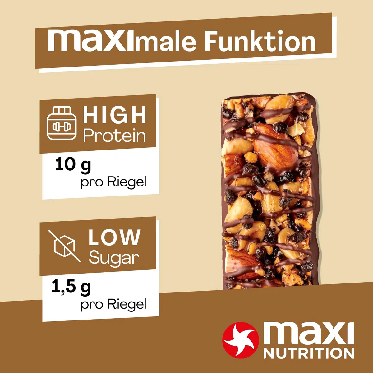 MaxiNutrition Dark Chocolate Peanut Nussriegel vegan 12x46g – Protein Riegel aus ganzen Nüssen mit 22% Protein, plant based, ohne Zuckerzusatz, ohne künstliche Aromen
