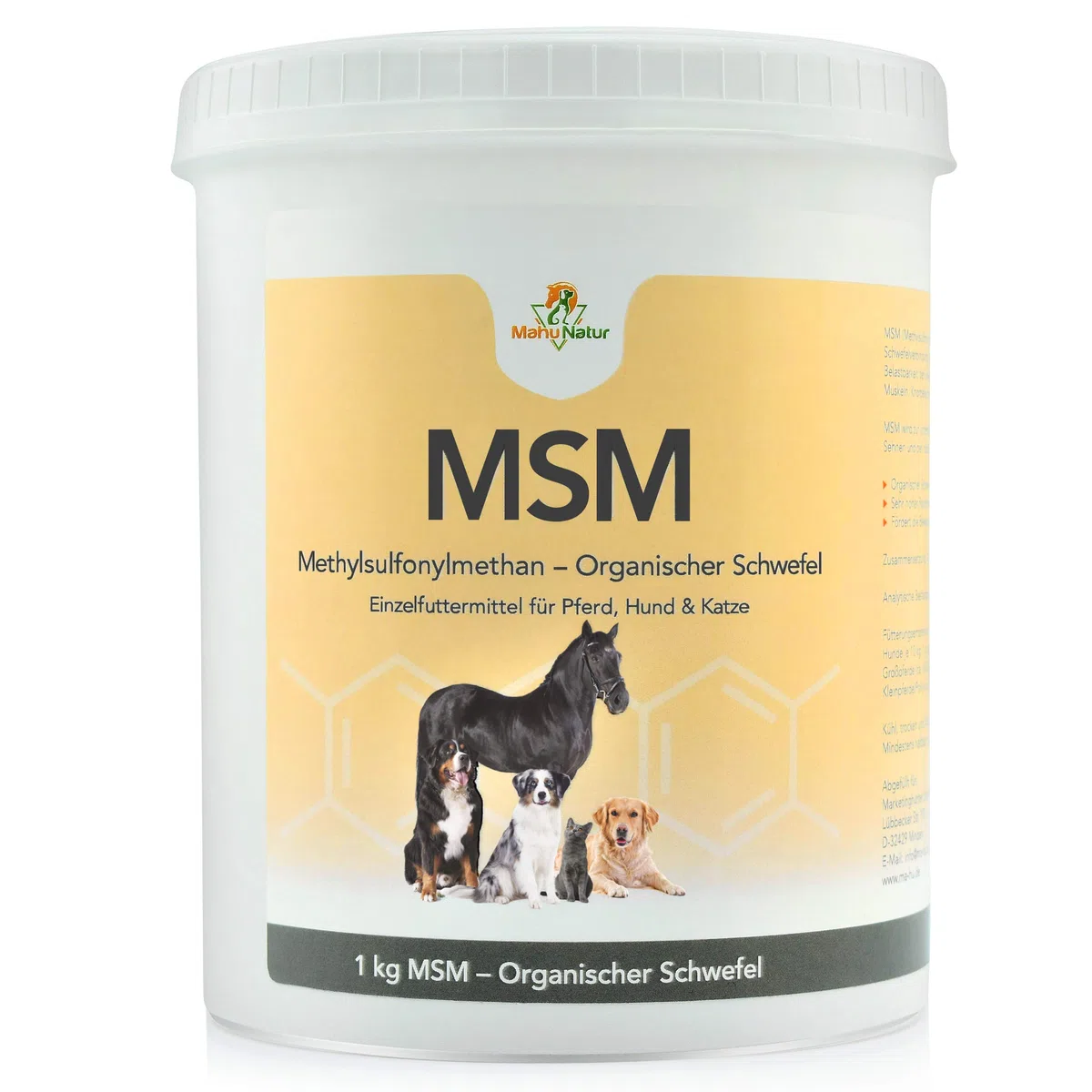 1 kg MSM Pferd Und MSM Hund Hochdosiert - Methylsulfonylmethan (Organischer Schwefel) - Hochdosiert Und Hoher Reinheitsgrad - MSM Pulver 1000g