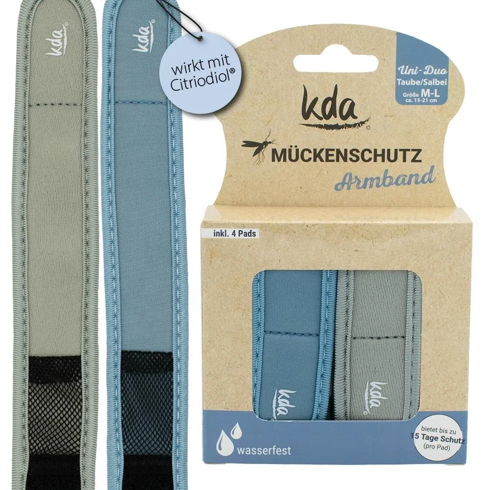 kda Mückenschutzarmbänder Uni DUO - 2 Armbänder 4 Nachfüller + GRATIS MÜCKENSCHUTZSTICKER - Sicherer Mückenschutz Moskito Insektenschutz - Outdoor Wandern Camping Sport Sommer Must Have - Taube/Salbei