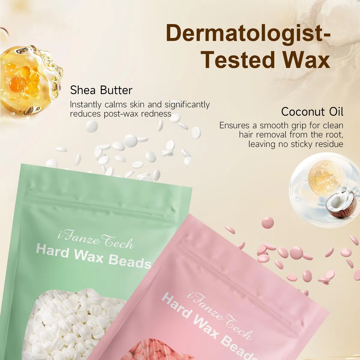 Waxing-Set,Wachs Haarentfernung für Frauen: iFanzeTech Wachswärmer mit 400g Wax, Ganzkörper Haarentfernung mit Warmwachs, Langanhaltend glatt, Heißwachsgerät-Rosa