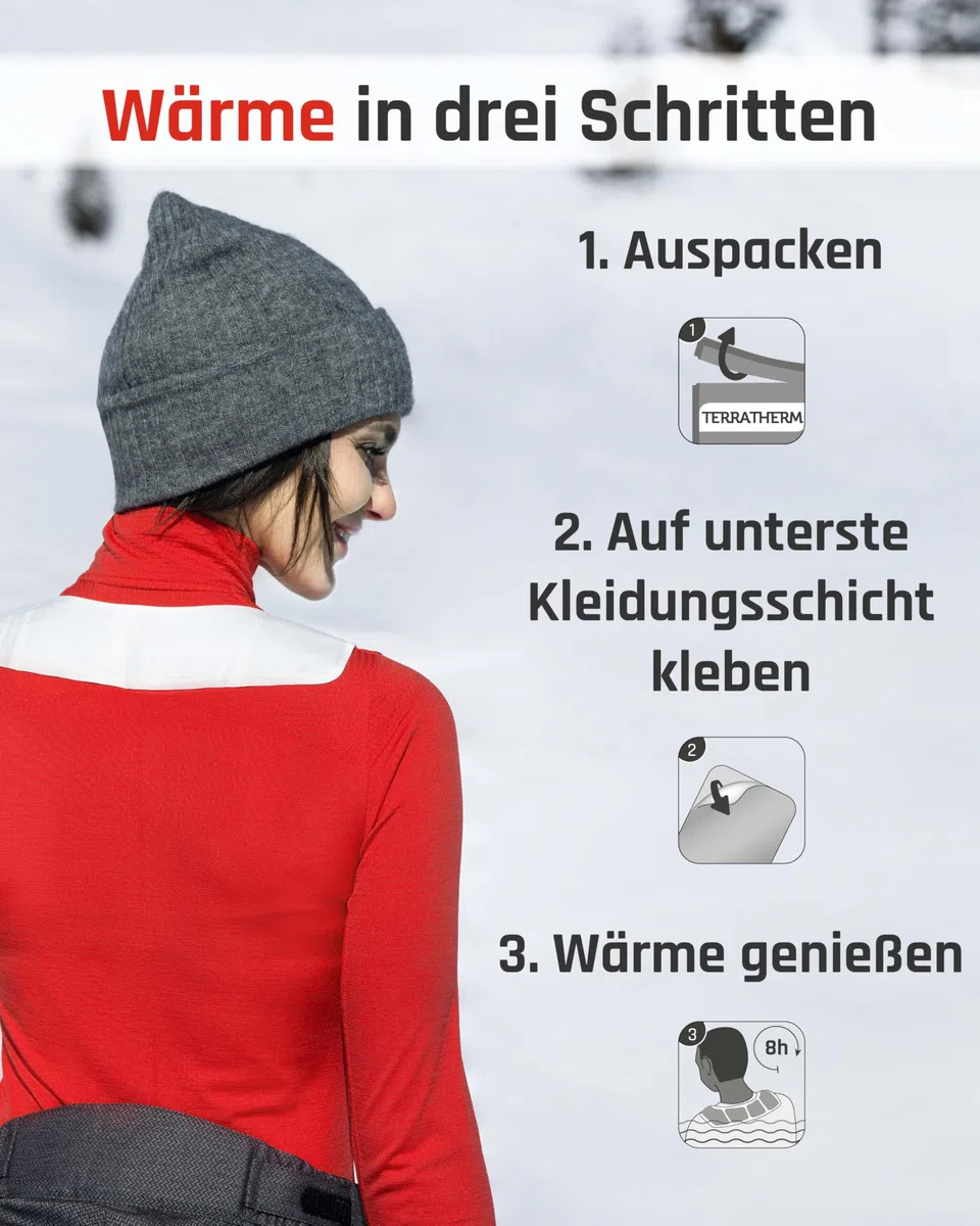 TerraTherm Wärmepflaster Nacken, Schulter und Hals - 8h wohltuende Tiefenwärme für den Rücken, Nackenwärmer, Schulterwärmer - luftaktiviert- 10 Stück