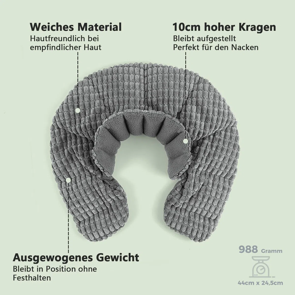 AROMA SEASON Wärmekissen Nacken & Schulter für Mikrowelle - Körnerkissen Nacken - Nackenkissen mit Kragen - Wärme-/Kältetherapie
