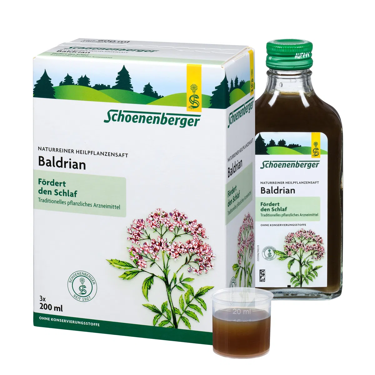 Schoenenberger - Baldrian naturreiner Heilpflanzensaft - 3x 200 ml (600 ml) Glasflaschen - zur Besserung des Befindens bei nervlicher Belastung - freiverkäufliches Arzneimittel