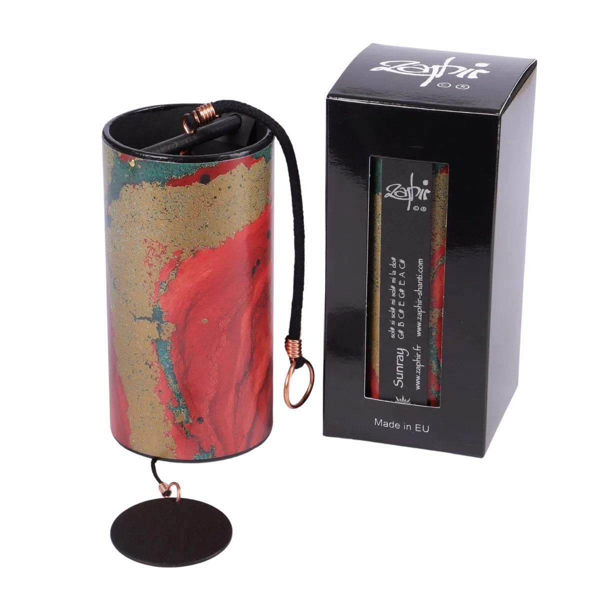 Zaphir Klangspiel Sunray Sommer | Windspiel Geschenkverpackung in Schwarz - Chimes als Geschenk für Yoga, Kinder und Meditation in Rot