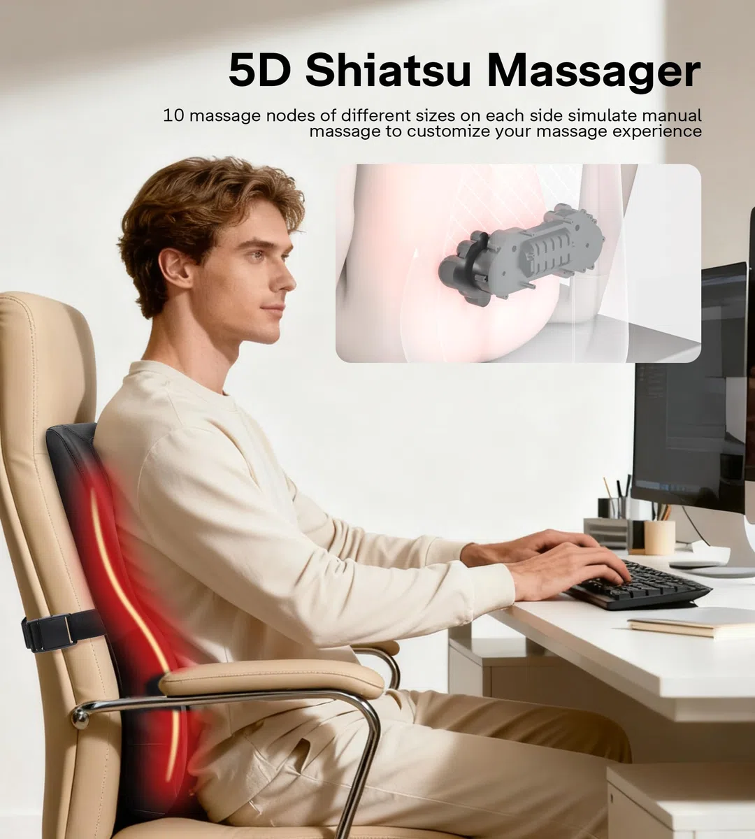 Massagegerät Rücken Nacken,ALLJOY Shiatsu Nackenmassagegerät mit Wärme, 3D Rücken Massagegerät Massagekissen für Nacken, Schultern, Rücken, Beine, Geschenk für Mama, Papa, Frauen, Männer