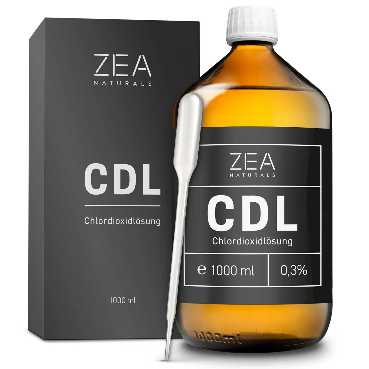CDL 0,3% (1000 ml) - Chlordioxidlösung 0,3 - Braunglasflasche + HDPE Pipette - Reg-Nr. N-116788 - Chlordioxid, CDs, Cdl Tropfen, CDs Lösung 0 3 1000ml