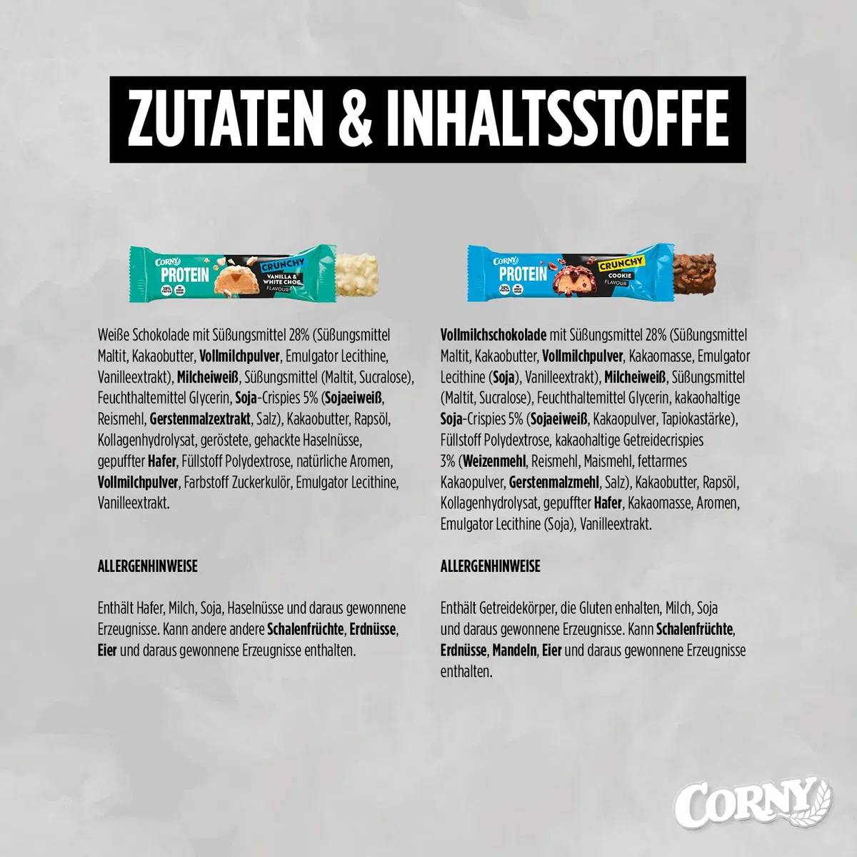 Proteinriegel Corny | Protein Crunchy 12er Mix Pack | 30% Eiweiß | Probier Mischkarton Proteinriegel 12x45g Mixbox