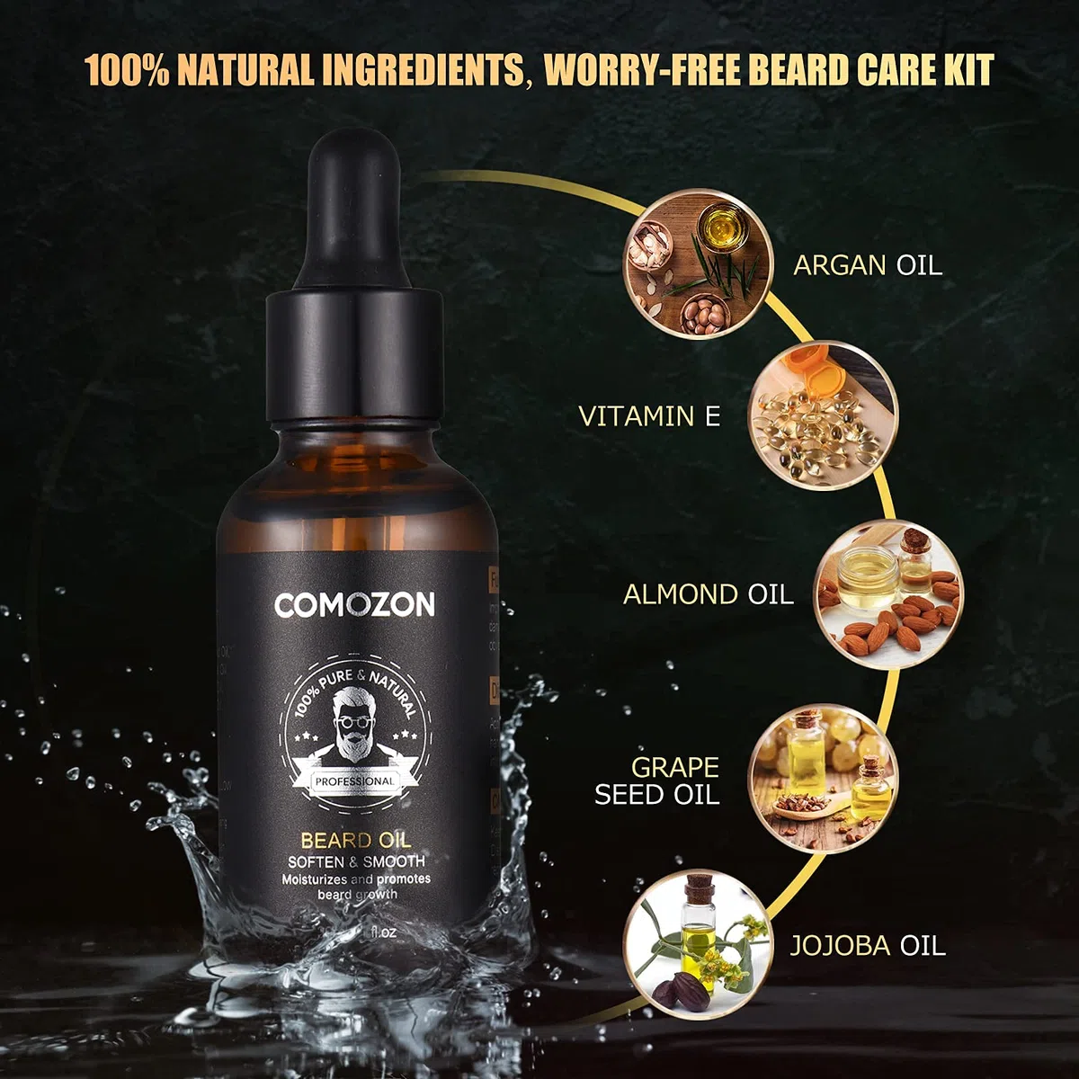 Comozon Bartpflege Set für Männer - 12-in-1 Bart Vatertagsgeschenk, Bartwuchsmittel Männer mit Bartroller/Bartöl/Rasiermesser/Bartbürste/Bartshampoo/Bart Conditioner/Bartbalsam/Bartkamm/Bartschere