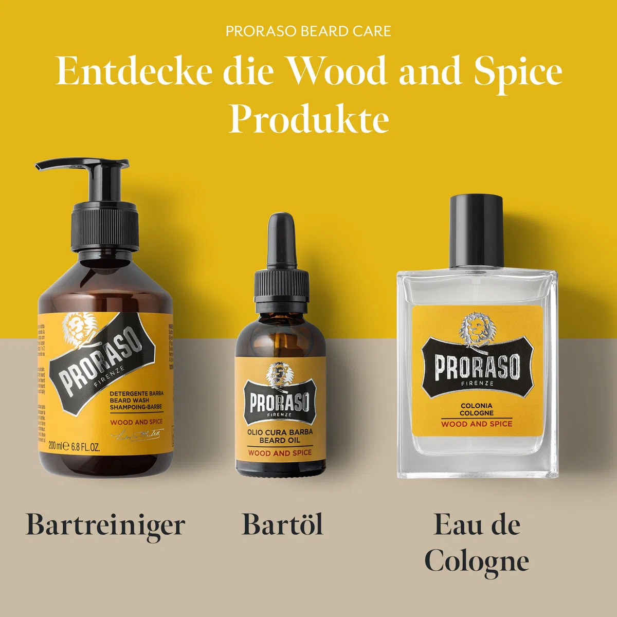Proraso Cologne Wood and Spice, 100 ml, Eau de Cologne entwickelt für tiefgreifende Frische, Rasierwasser für Herren & After Shave, Made in Italy