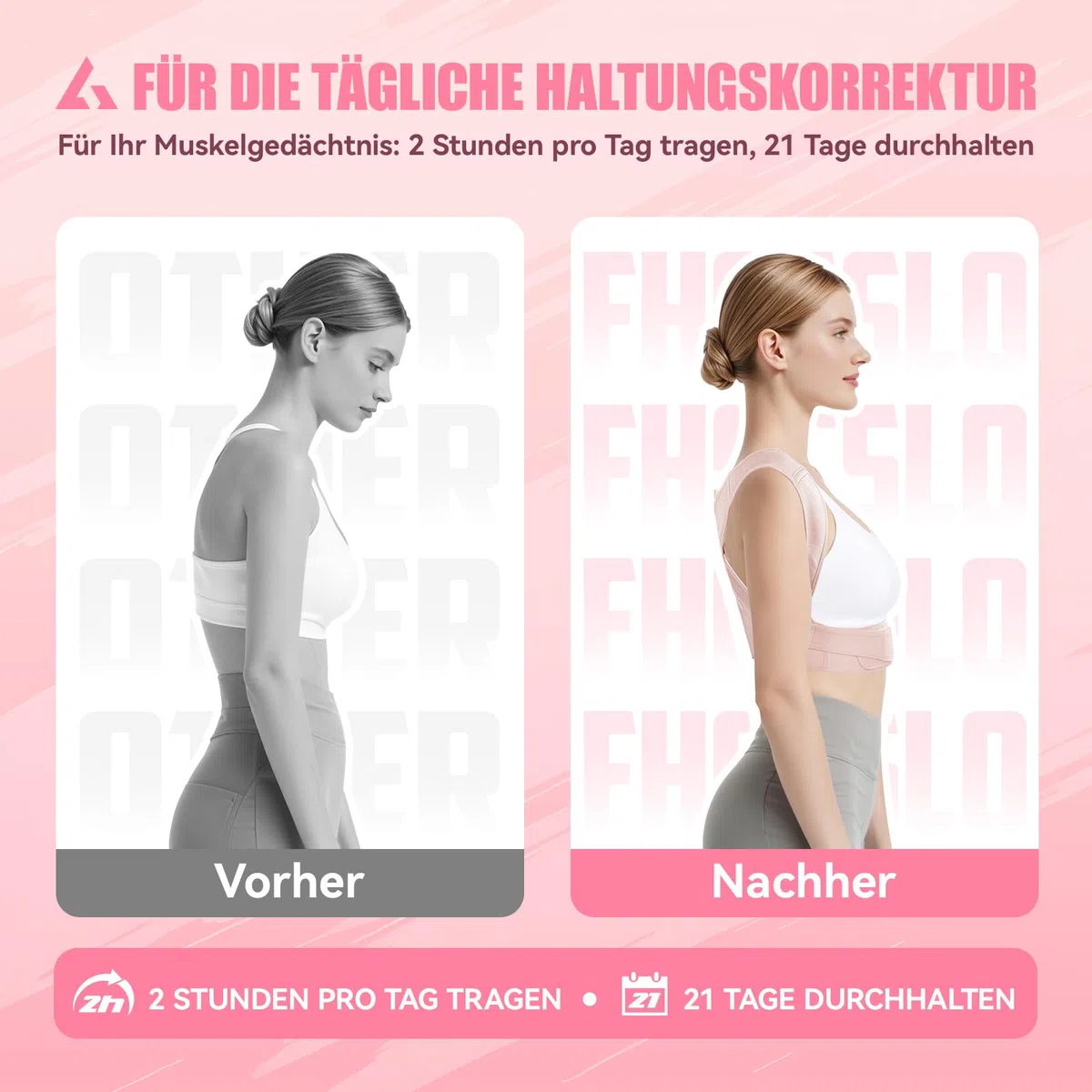 Rückenstützgürtel – Unsichtbare Haltungshilfe für Damen, Für eine aufrechte Haltung im Büro, Homeoffice & beim Autofahren Lindert Verspannungen an Rücken und Schultern (Rosa, S/M)