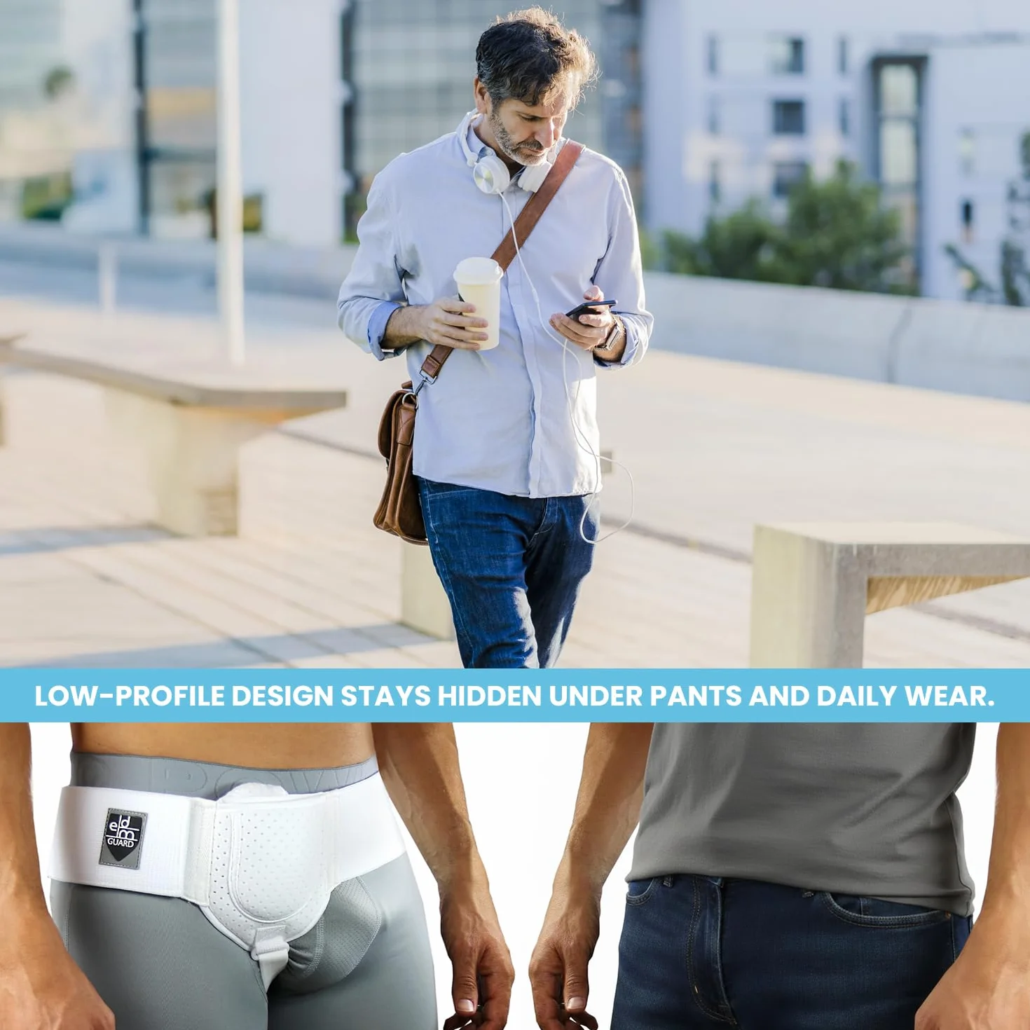 Everyday Medical Leistenbruchgürtel Für Männer Und Frauen – Bruchband Leistenbruch Bandage Links Und Rechts Tragbar – Flexibel Einstellbarer Leistenbruch Gürtel (Weiß, L/XL (112-140 CM Hips))